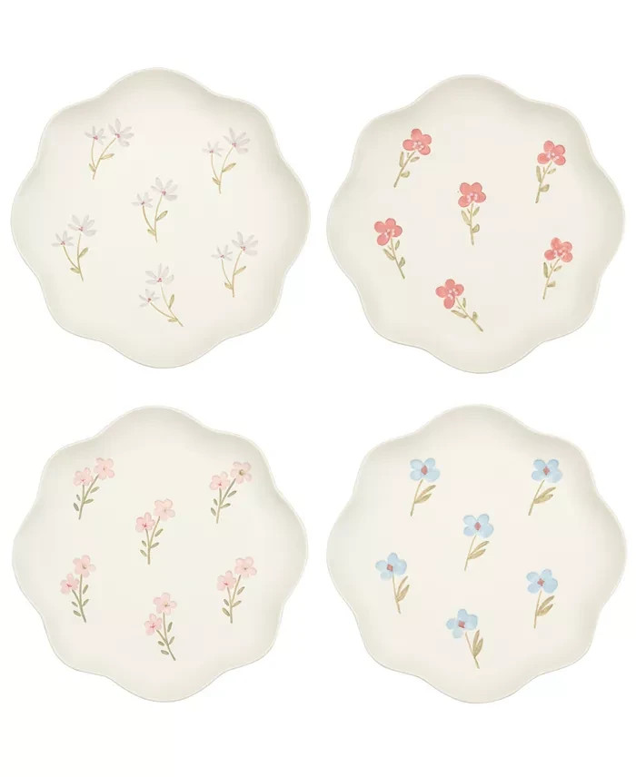 Haven Floral Scalloped Salad Plates 9 in. Set of 4