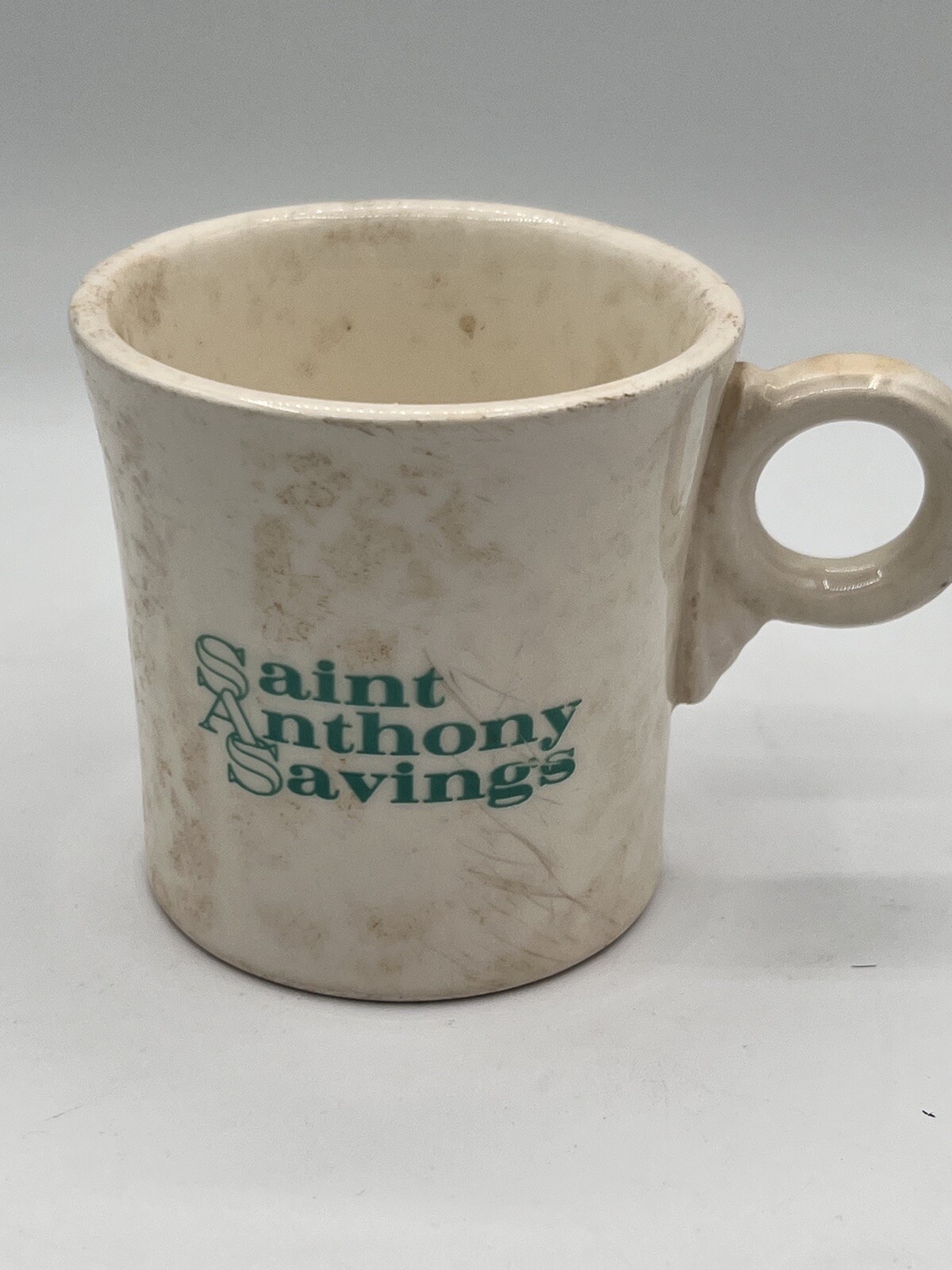 Fiestaware Ring Handle Coffee Mug Cup FIESTA Saint Anthony Savings Indiana