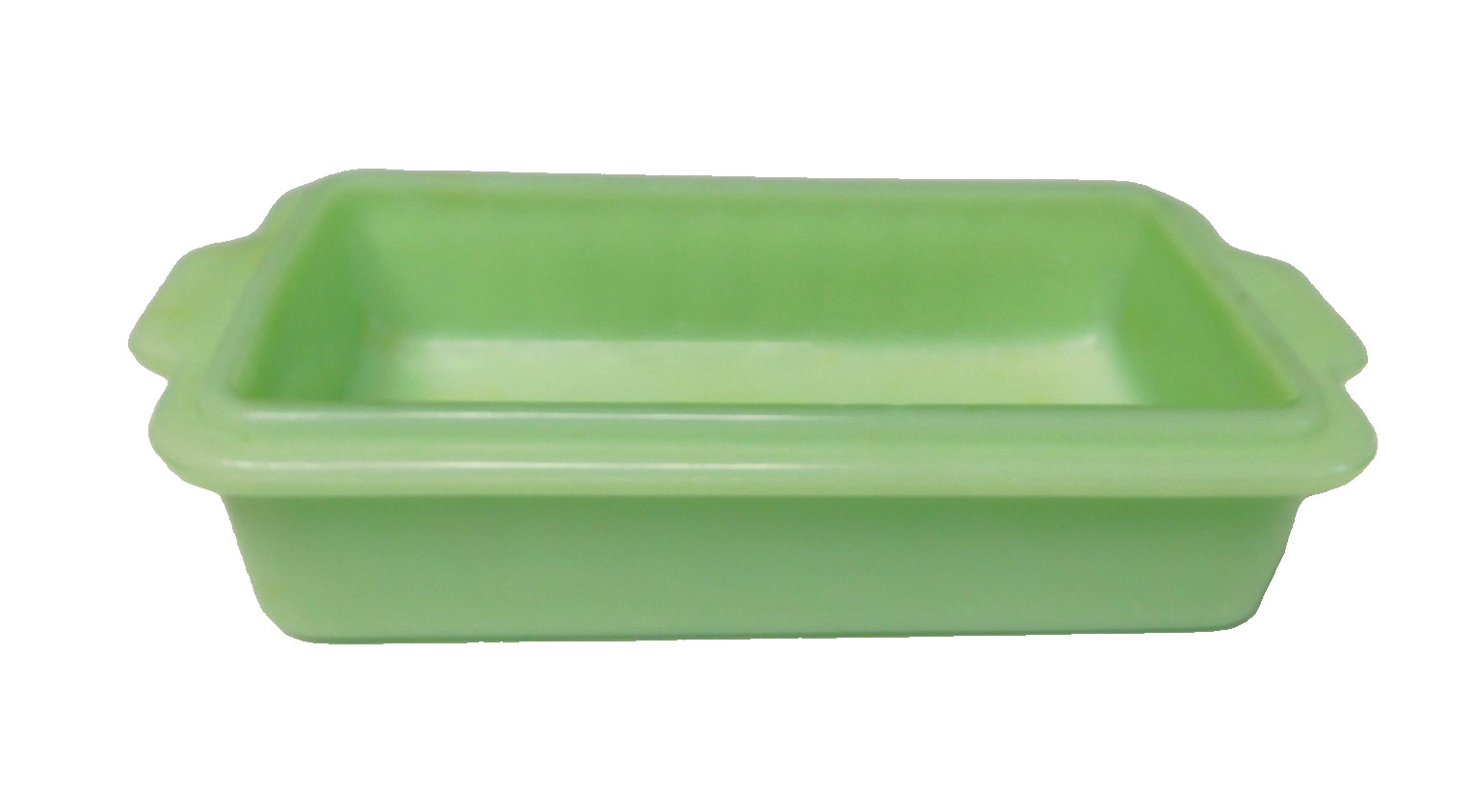 VINTAGE 1930’S JEANNETTE GREEN JADEITE BUTTER DISH & COVER EMBOSSED TOP