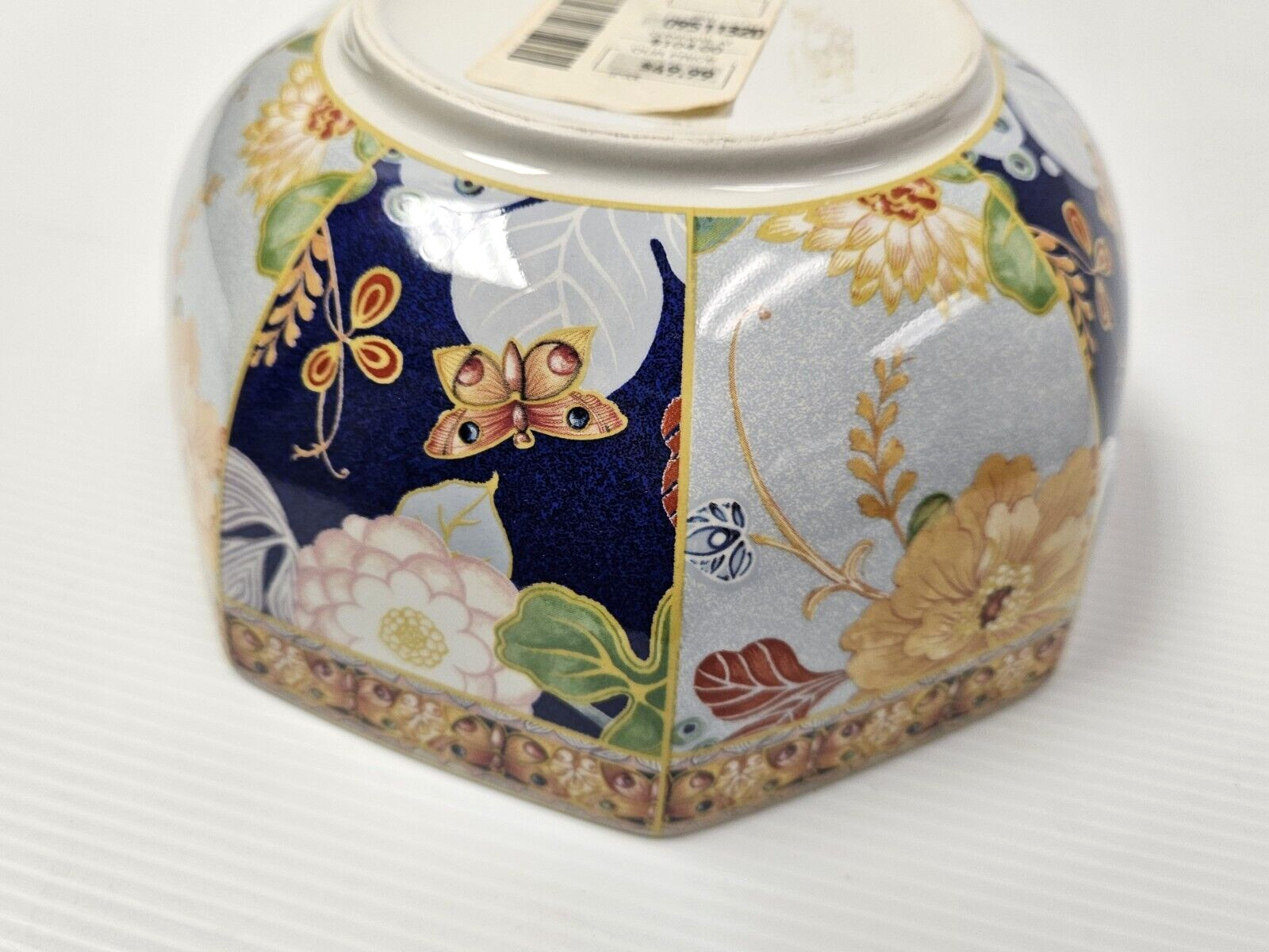 Spode Summer Java 7″ Serving Octagonal Bowl #F1994 with Birds Flowers 7″Wx3.5″H