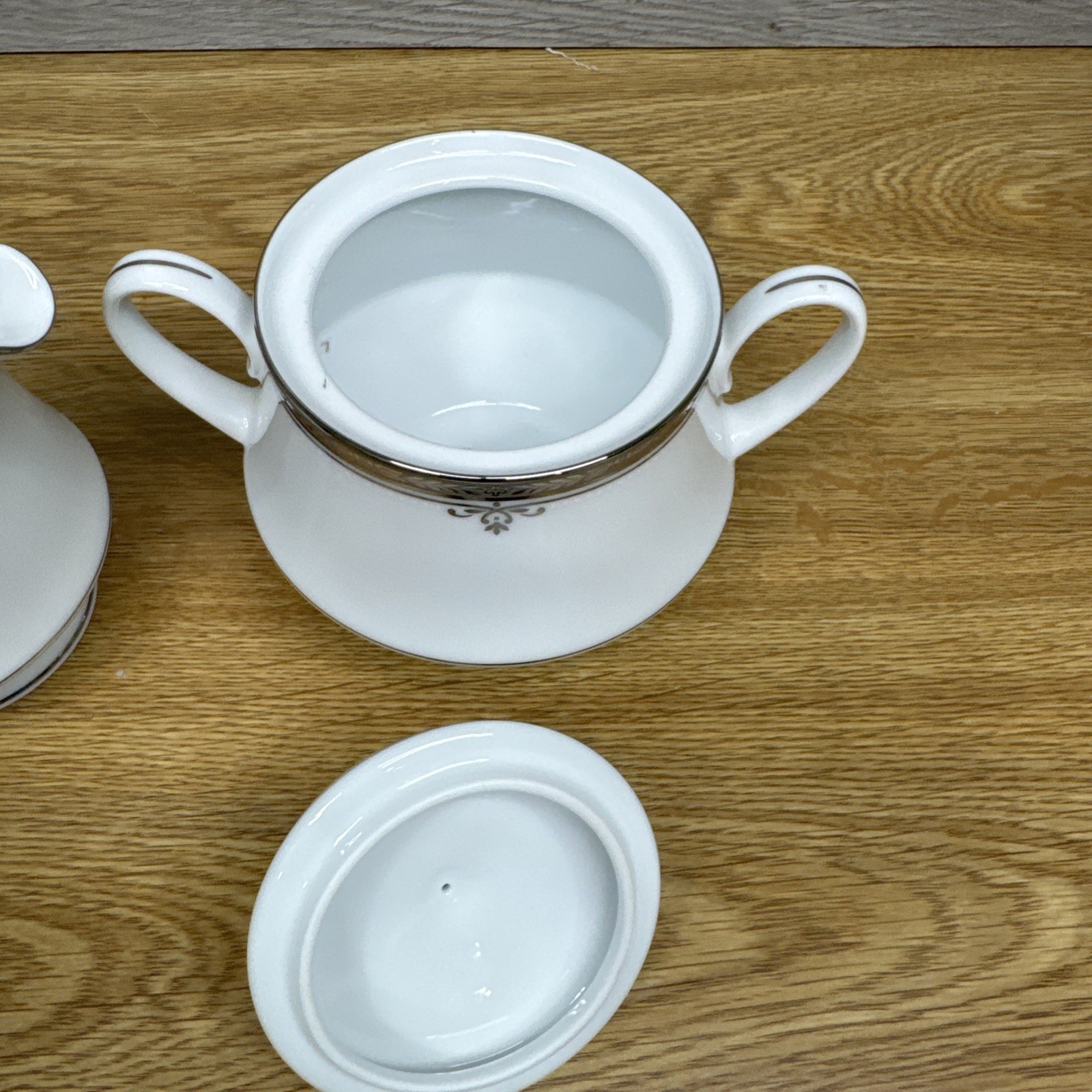 Noritake Buckingham Platinum Creamer And Sugar Bowl