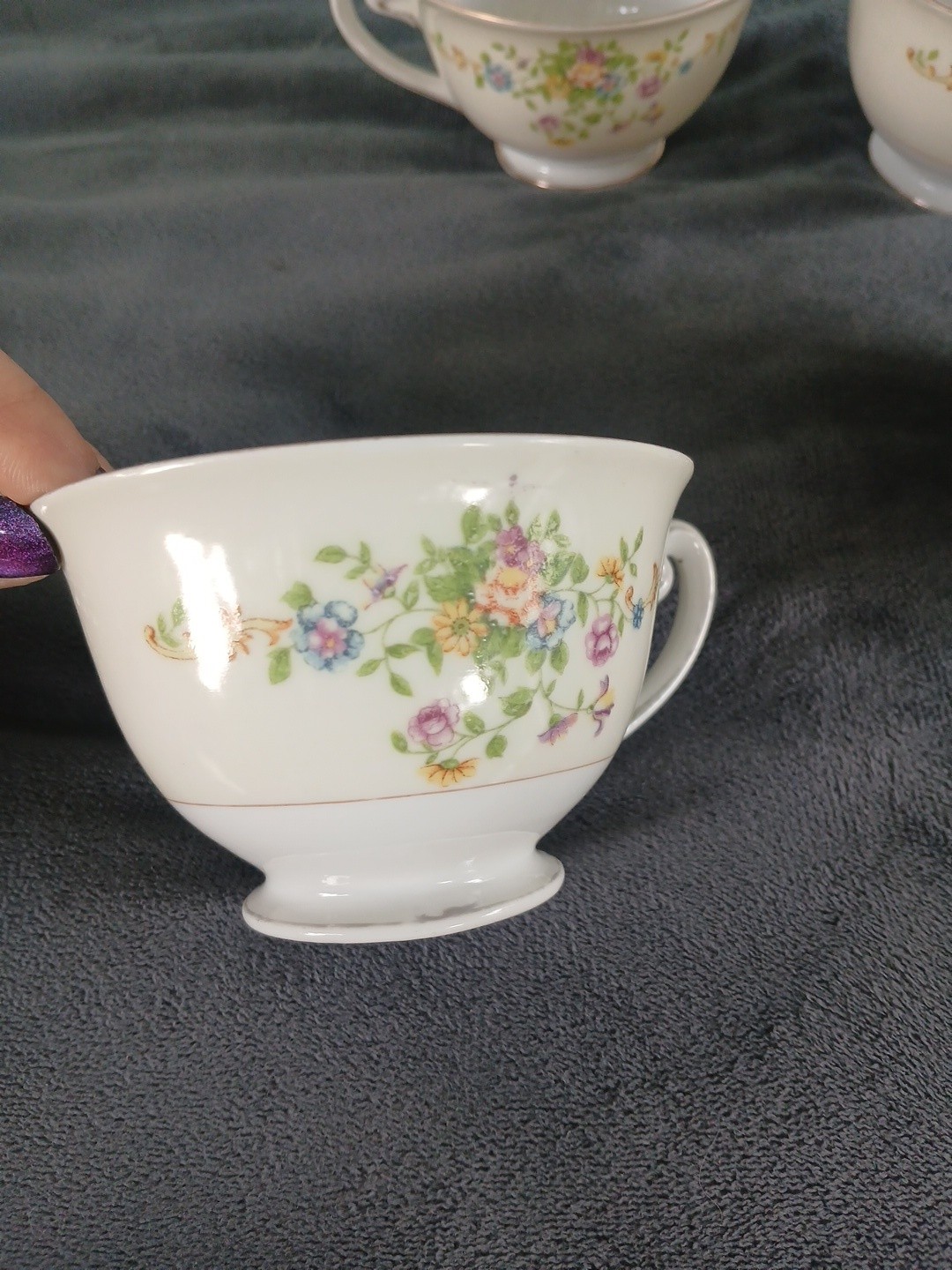 Set Of 4 Teacups & Saucers National China Japan Patricia Floral