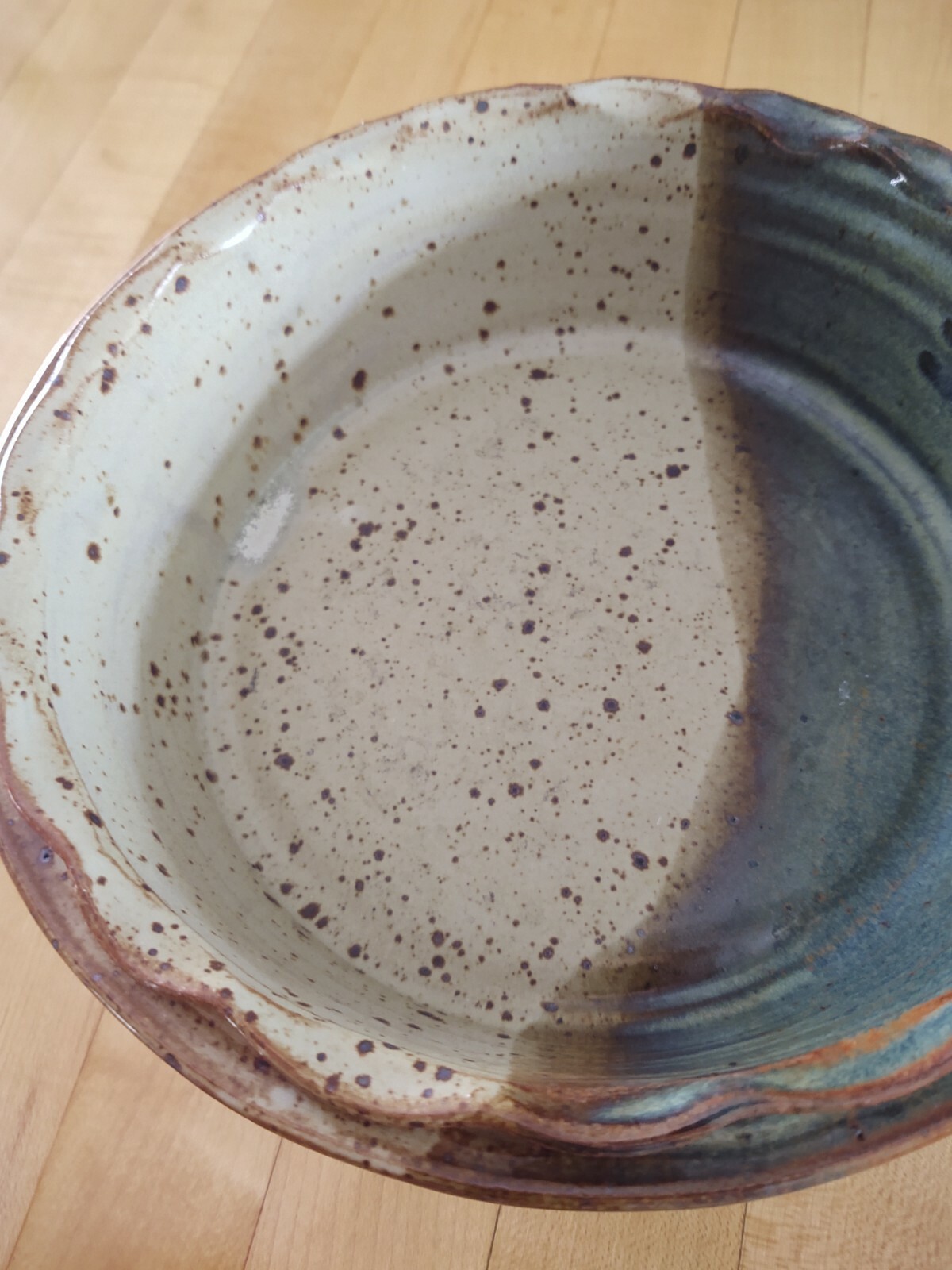 VTG Studio Pottery Earthenware Ceramic Stoneware Bowl Scalloped Edge Signed M-M