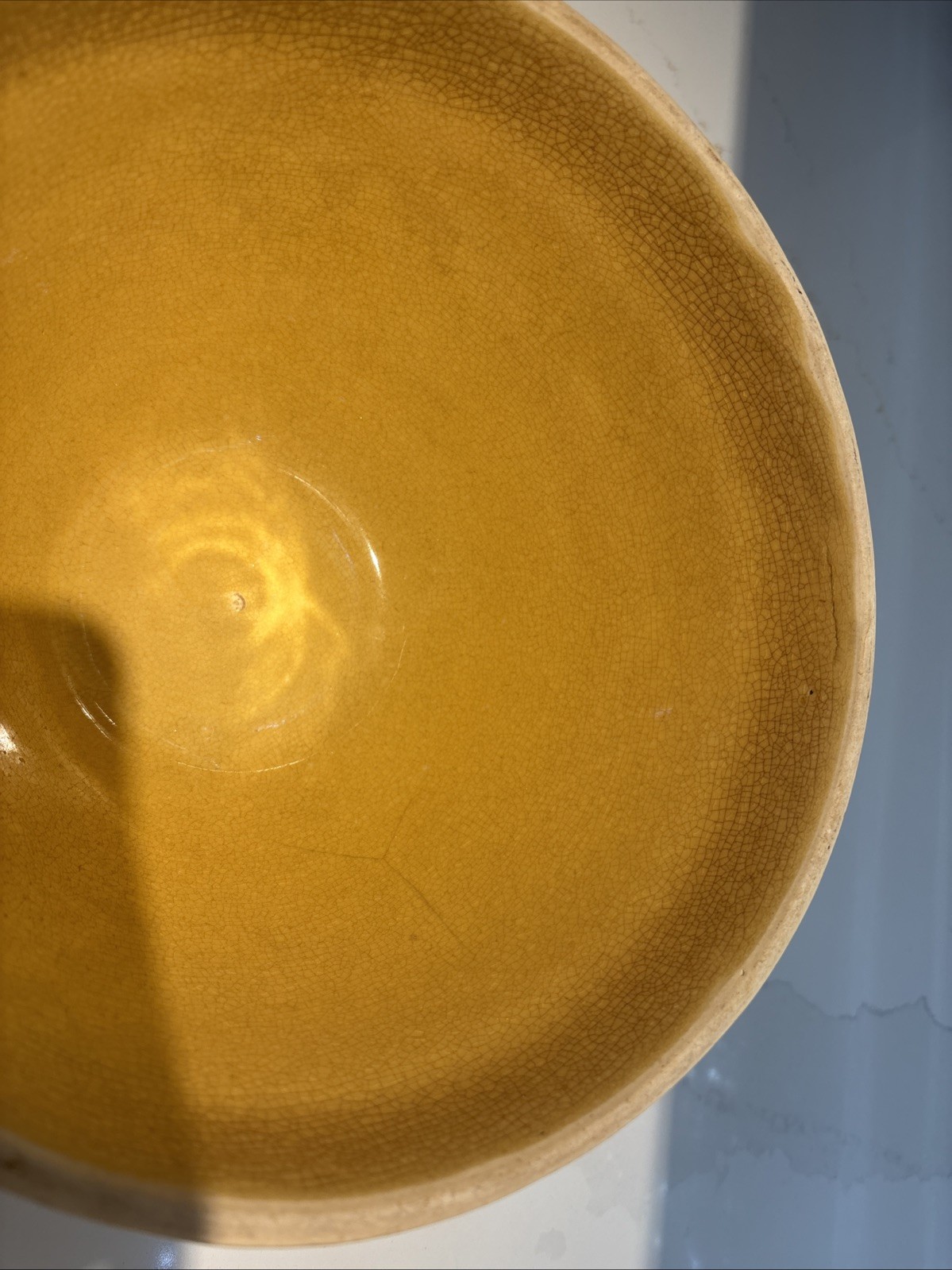 Antique Rare McCoy Yellow Ware Pottery 10.25 Inch Checkerboard Large Mixing Bowl