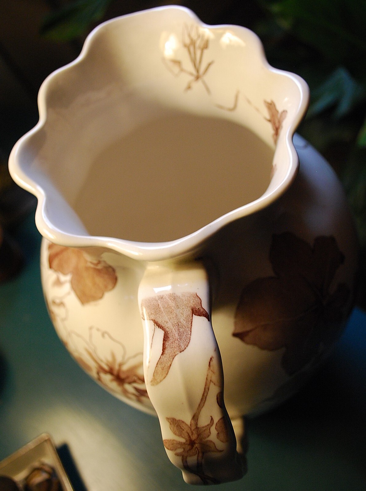 Antique ‘BETA’ Victorian Water Pitcher FURNIVALS IRONSTONE TRANSFERWARE POTTERY