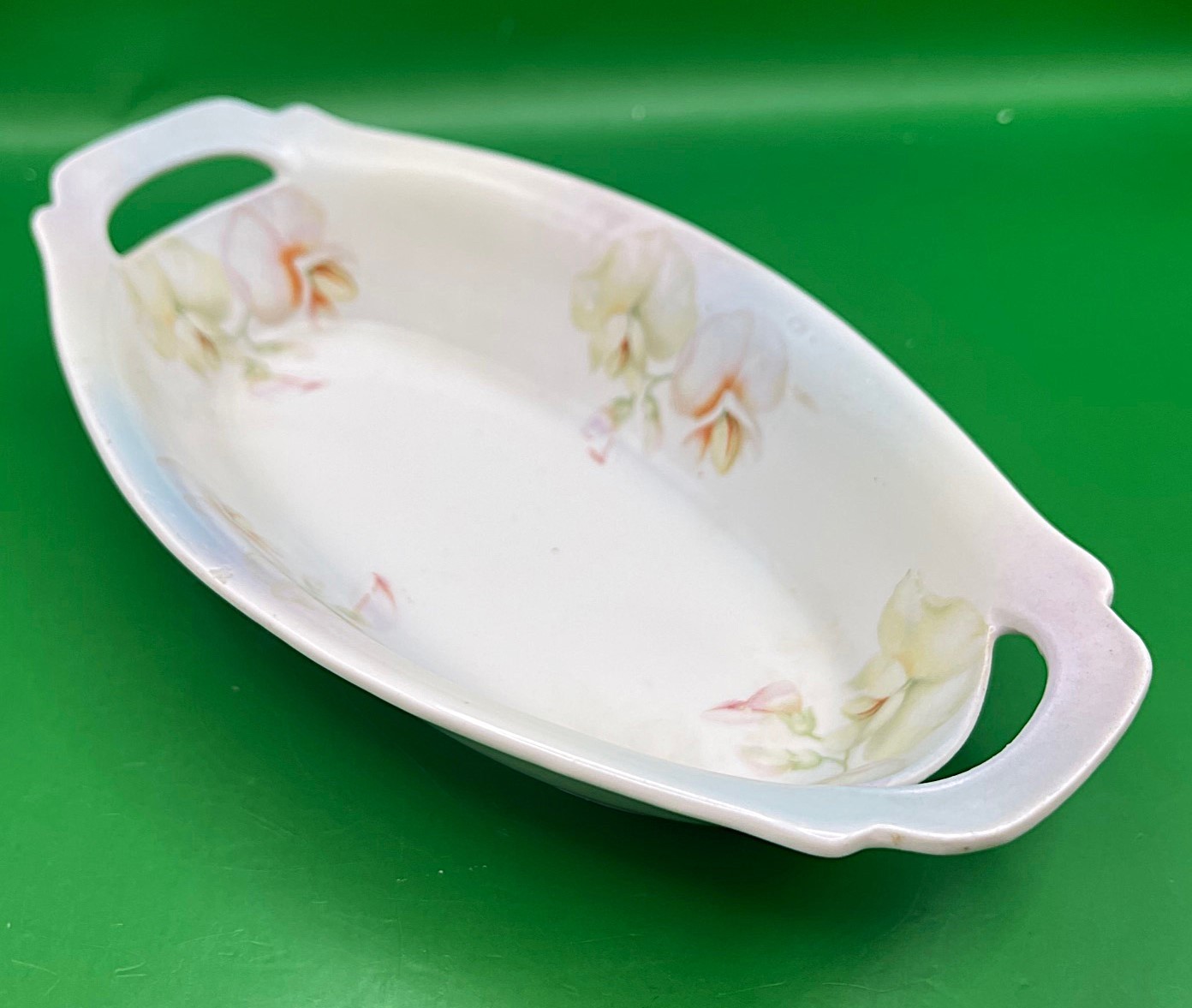 P.S.A.A. Bavaria Porzellanfabrik Schonwald Antique Oval Floral Relish Dish 1920s