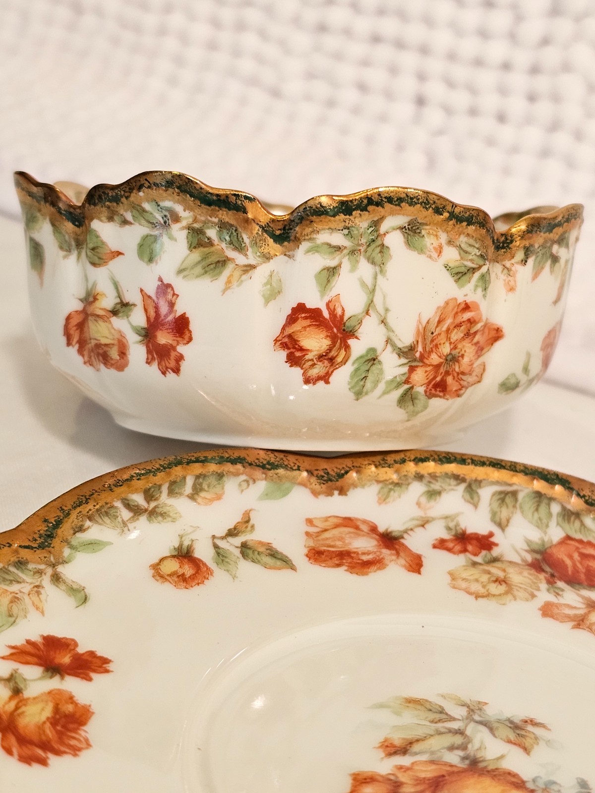 Ramekins, vintage china, set of three (3), Haviland sampler trio