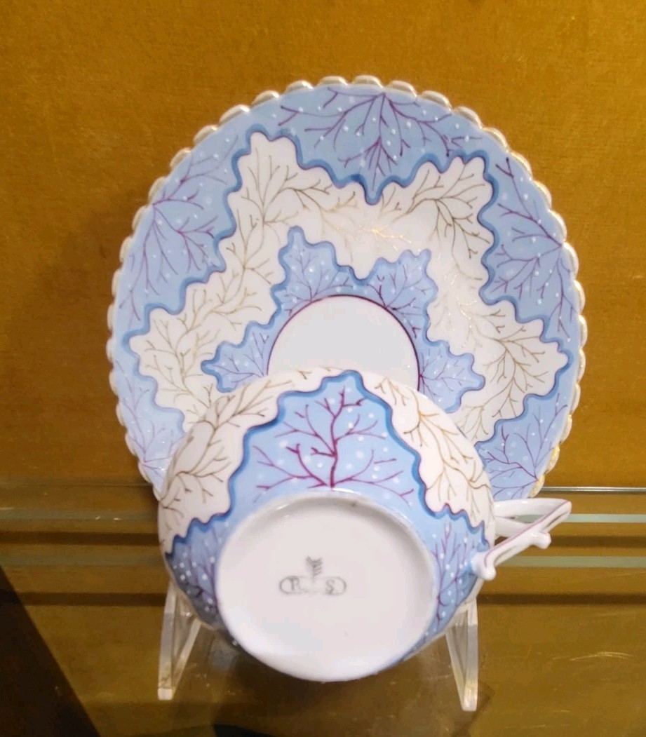 R S PRUSSIA ARROW MARKED TEA CUP AND SAUCER VERY EARLY SET