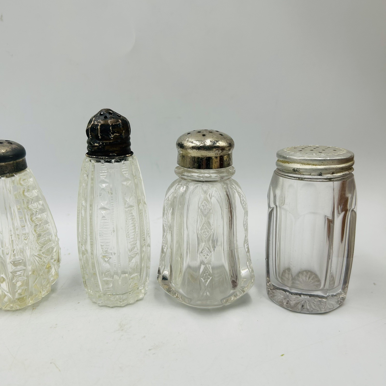 5 Antique Eapg Glass Clear Salt Shaker Mixed Lot