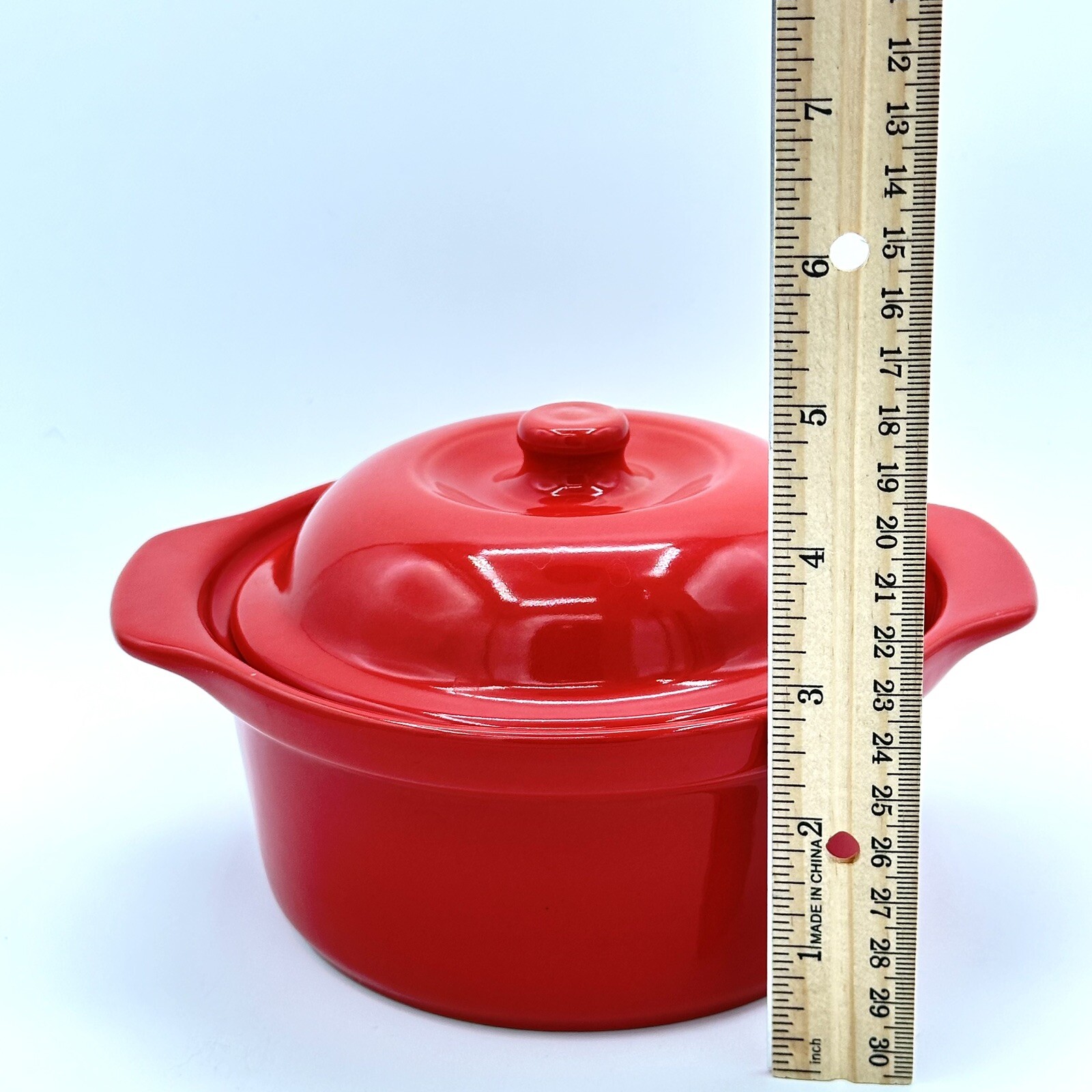 Cerutil Red Made In Portugal Stoneware Crock with Lid 6.25 X 3 Inches
