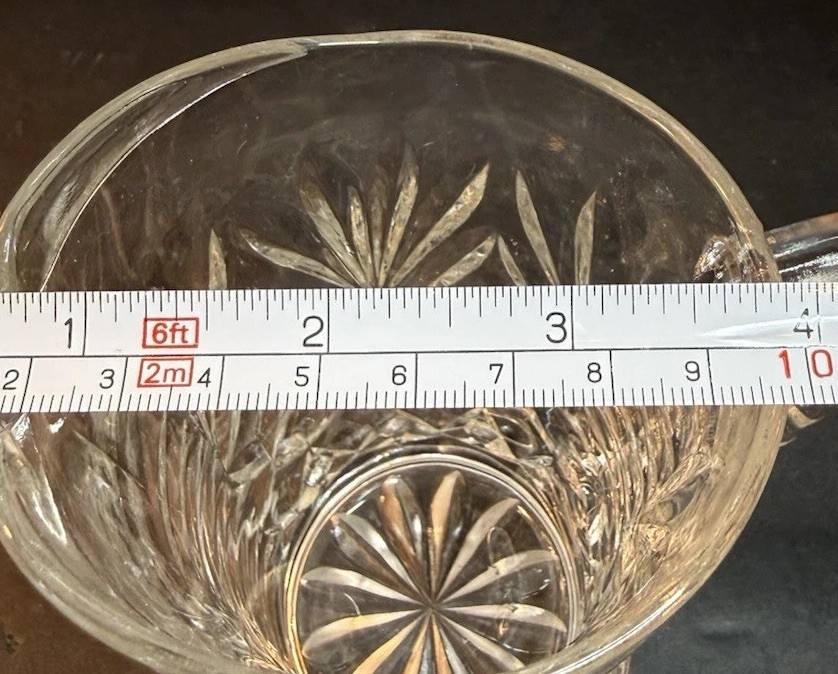 Vintage Pressed Glass Mini Pitcher 5” Starburst Diamond Pattern Clear Creamer