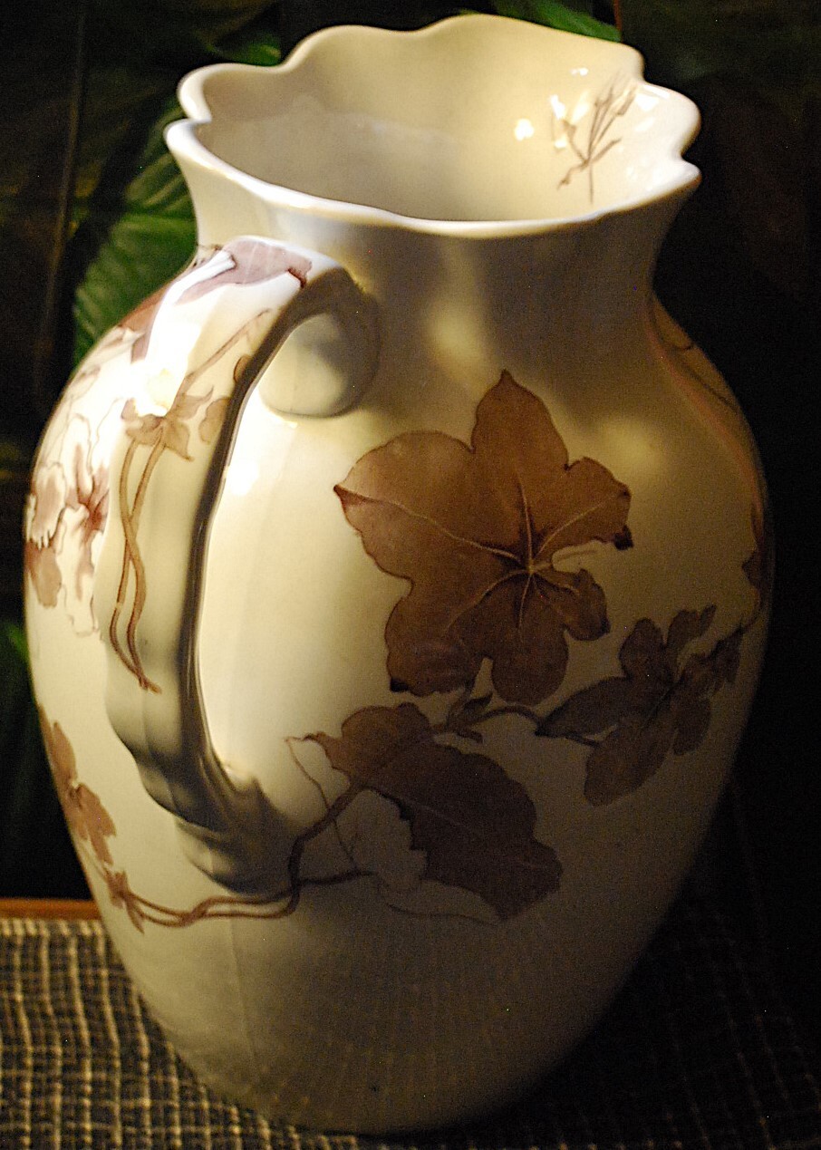 Antique ‘BETA’ Victorian Water Pitcher FURNIVALS IRONSTONE TRANSFERWARE POTTERY