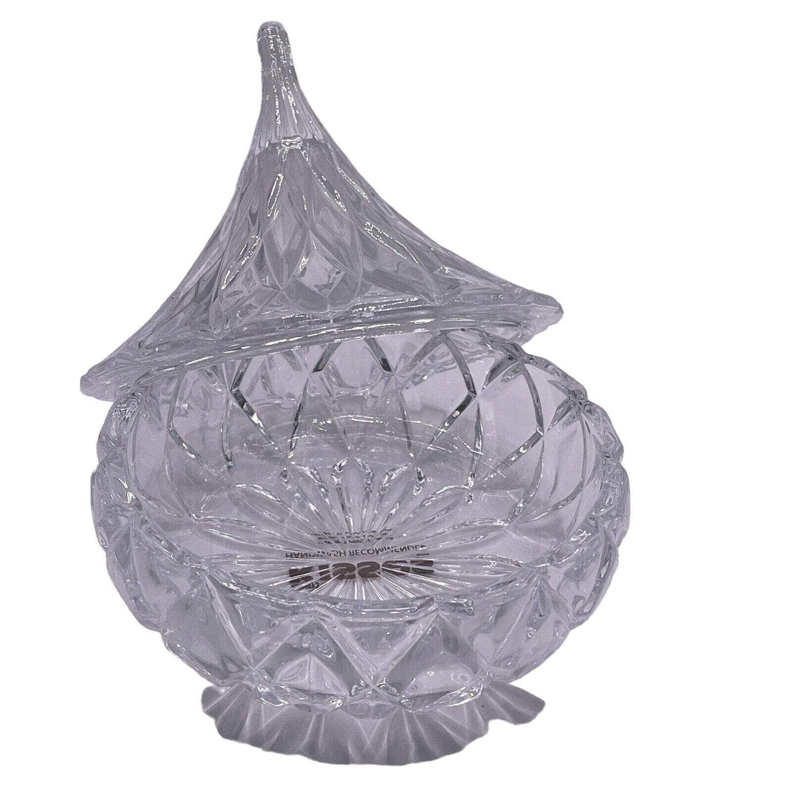 Godinger Crystal Hersheys Kiss 2 Piece Clear Candy Dish Cut Glass 5″x4.5″