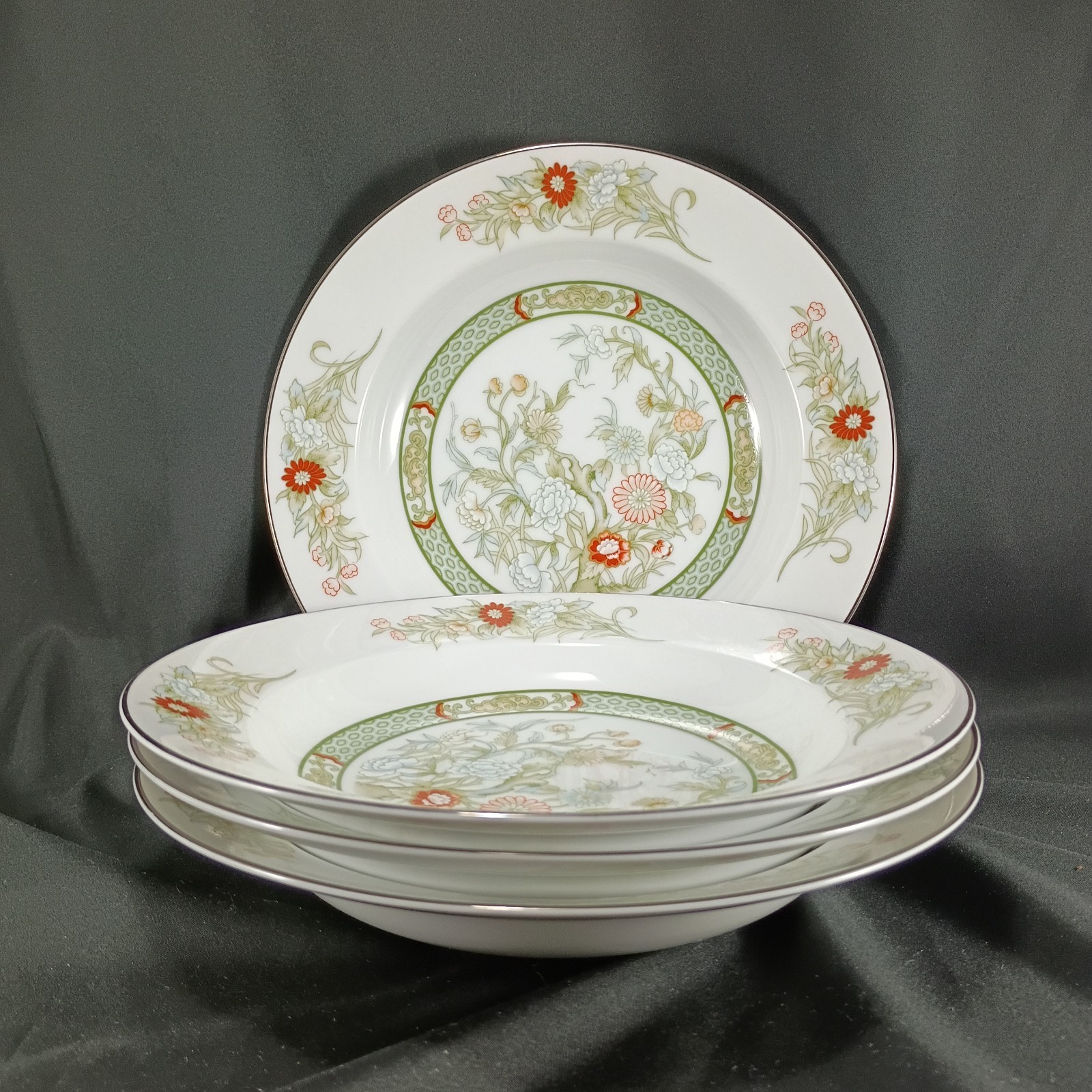 Set of 4 Mikasa KABUKI Rim Soup/ Pasta Bowls 8.25″ #L9011 Japan Discontinued