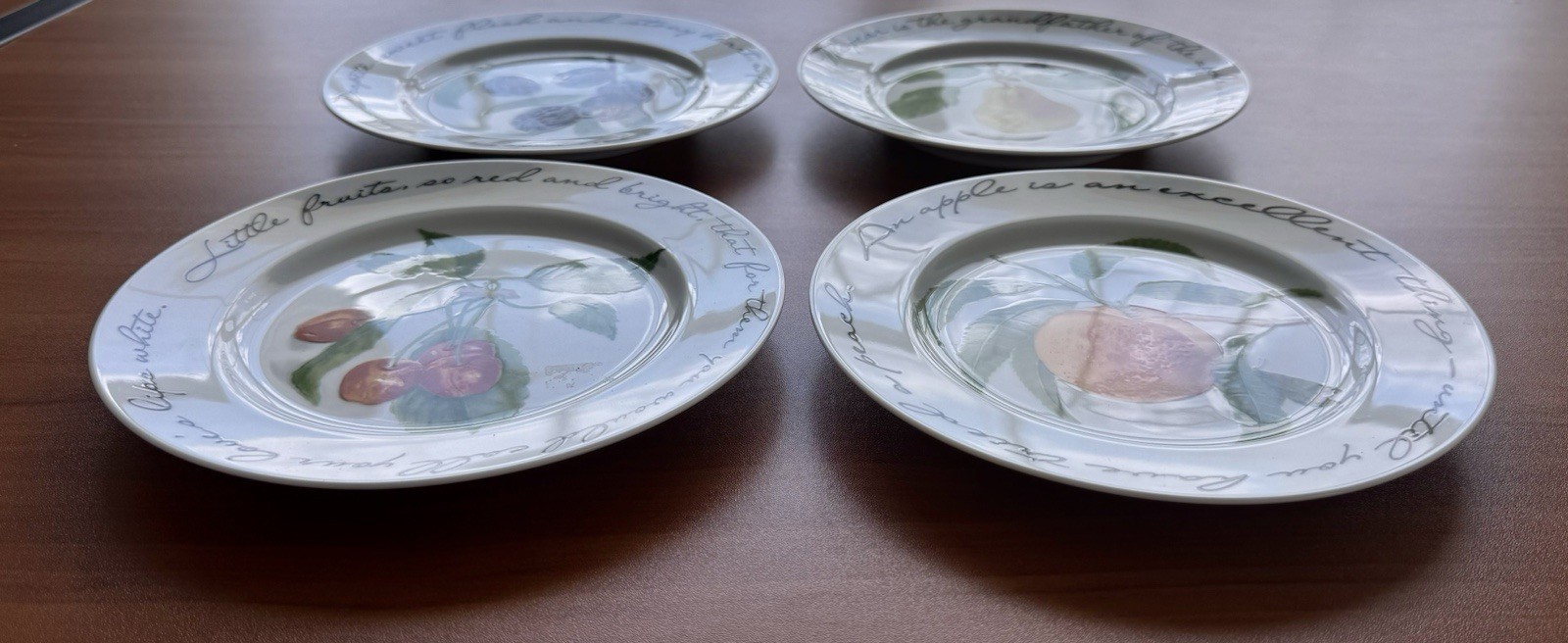 Williams Sonoma Plates 8” Appetizer Fruit Orchard Suite w/ Poetry