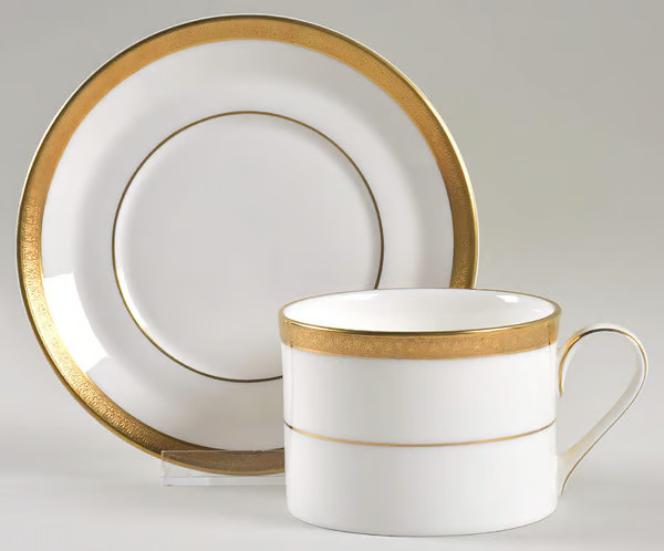 Royal Doulton “Royal Gold” dinnerware, plates, cups, serveware
