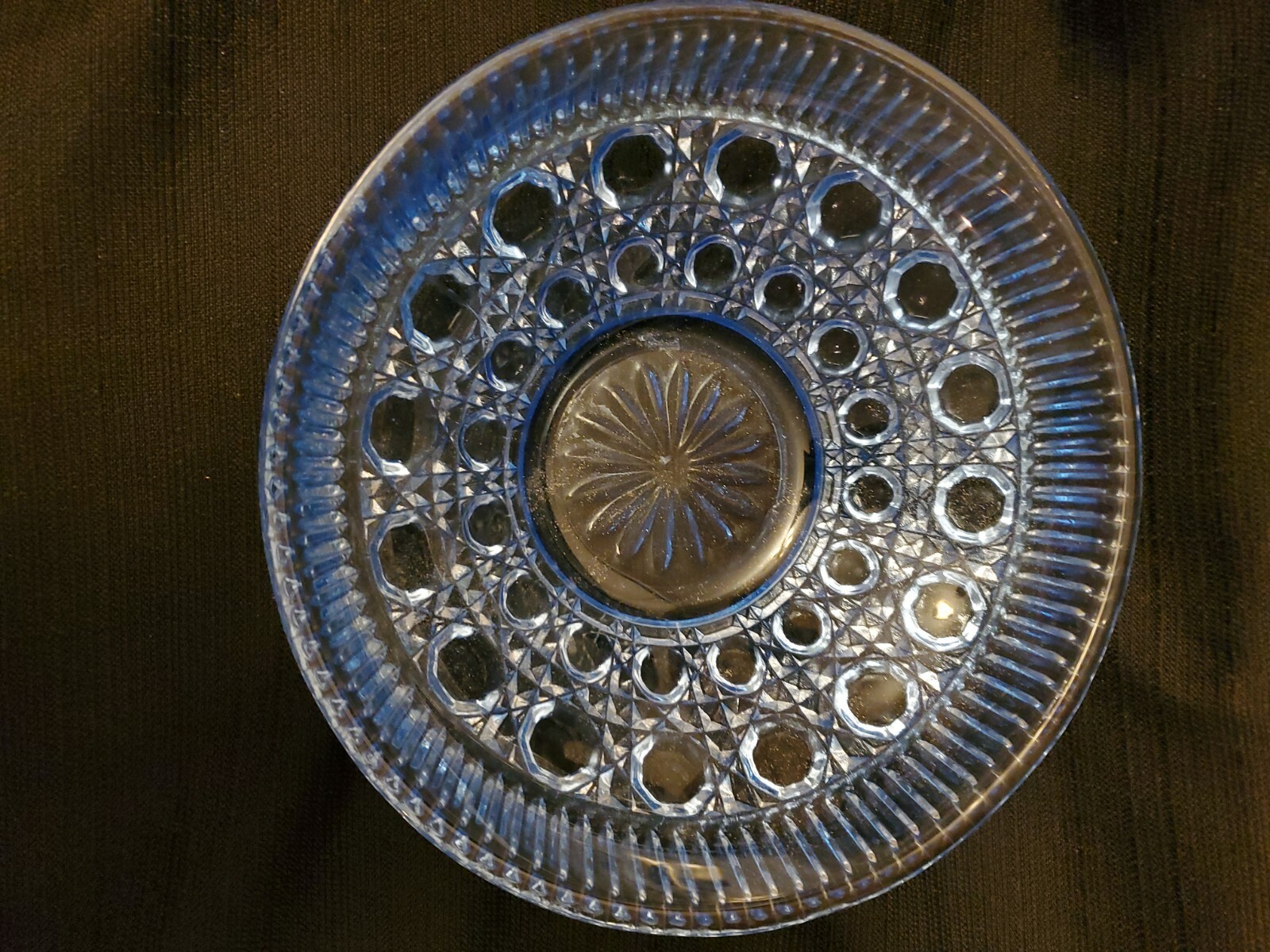 Vintage Blue Indiana Glass Windsor Royal Brighton Pattern Covered Candy Dish