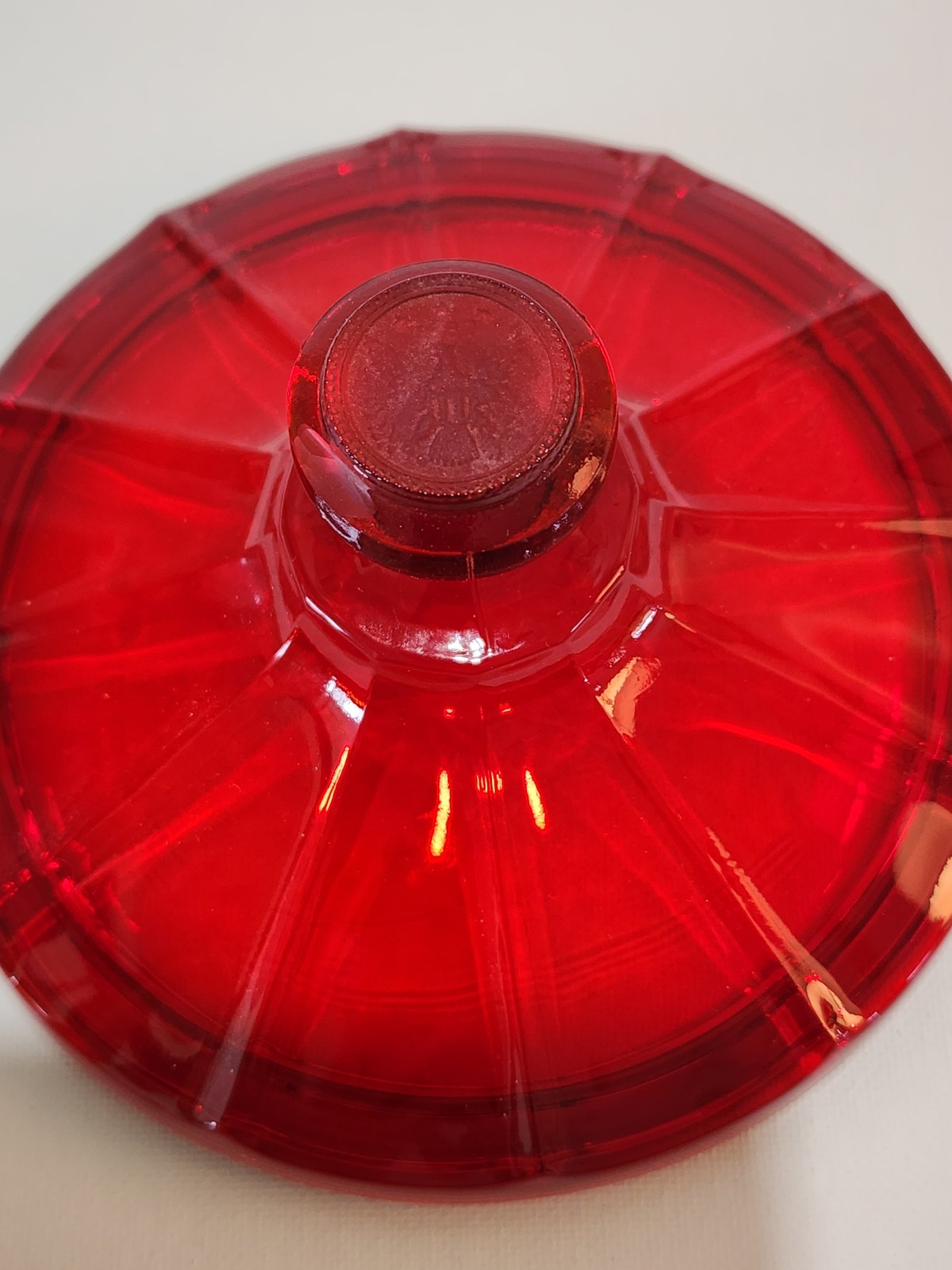 Vtg.Fostoria Coin Glass Ruby Red Covered Candy Dish w/Liberty Emblems 6.5Wx4.25H