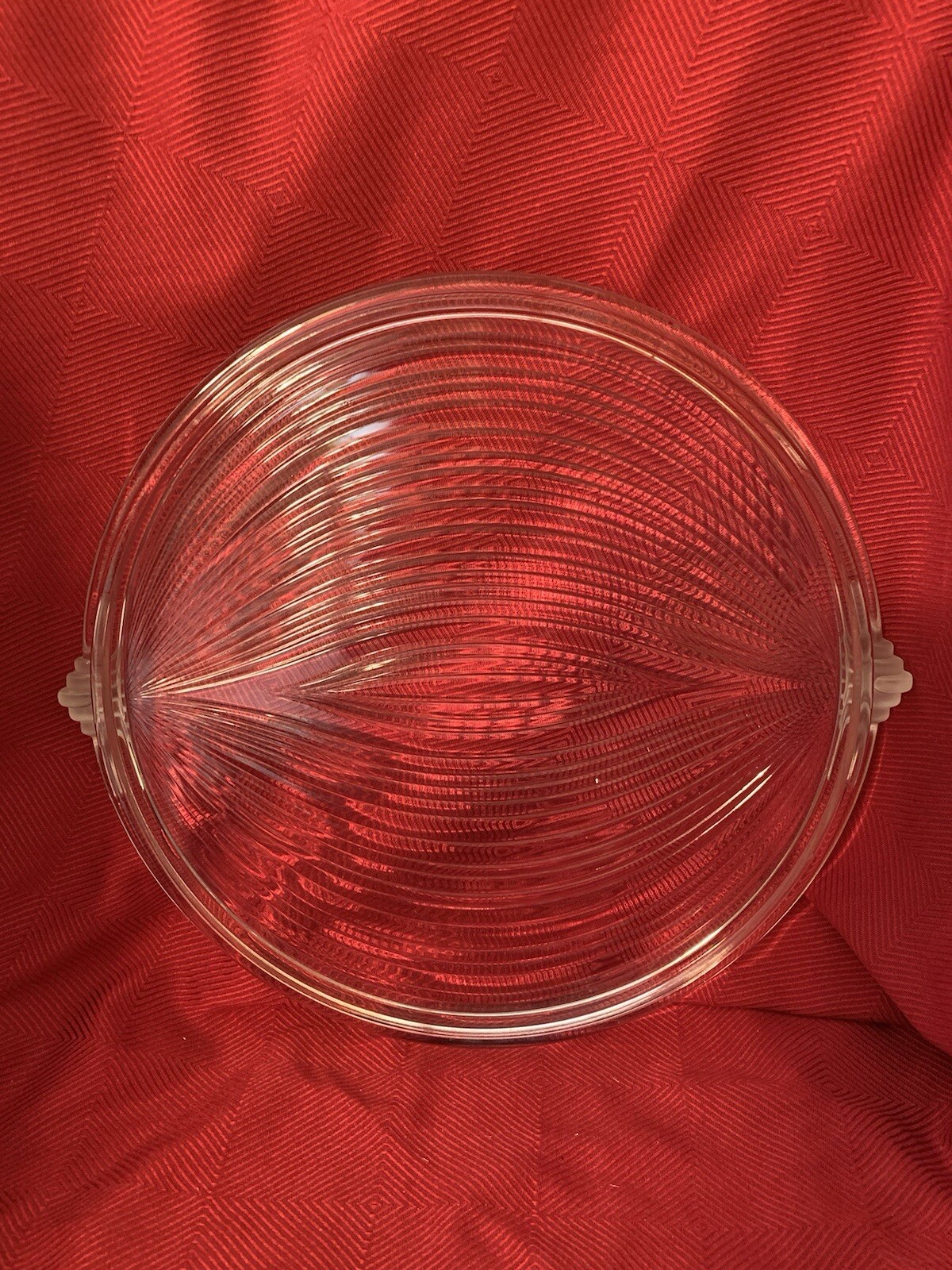 Mikasa Walther Neoclassical Crystal Ribbed Round Frosted Handles 13”Platter EUC