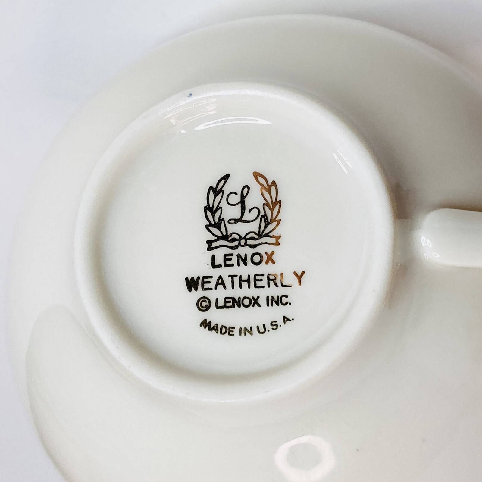 Lenox Weatherly Platinum Teacup Ivory White Silver Rim And Handle Made In USA