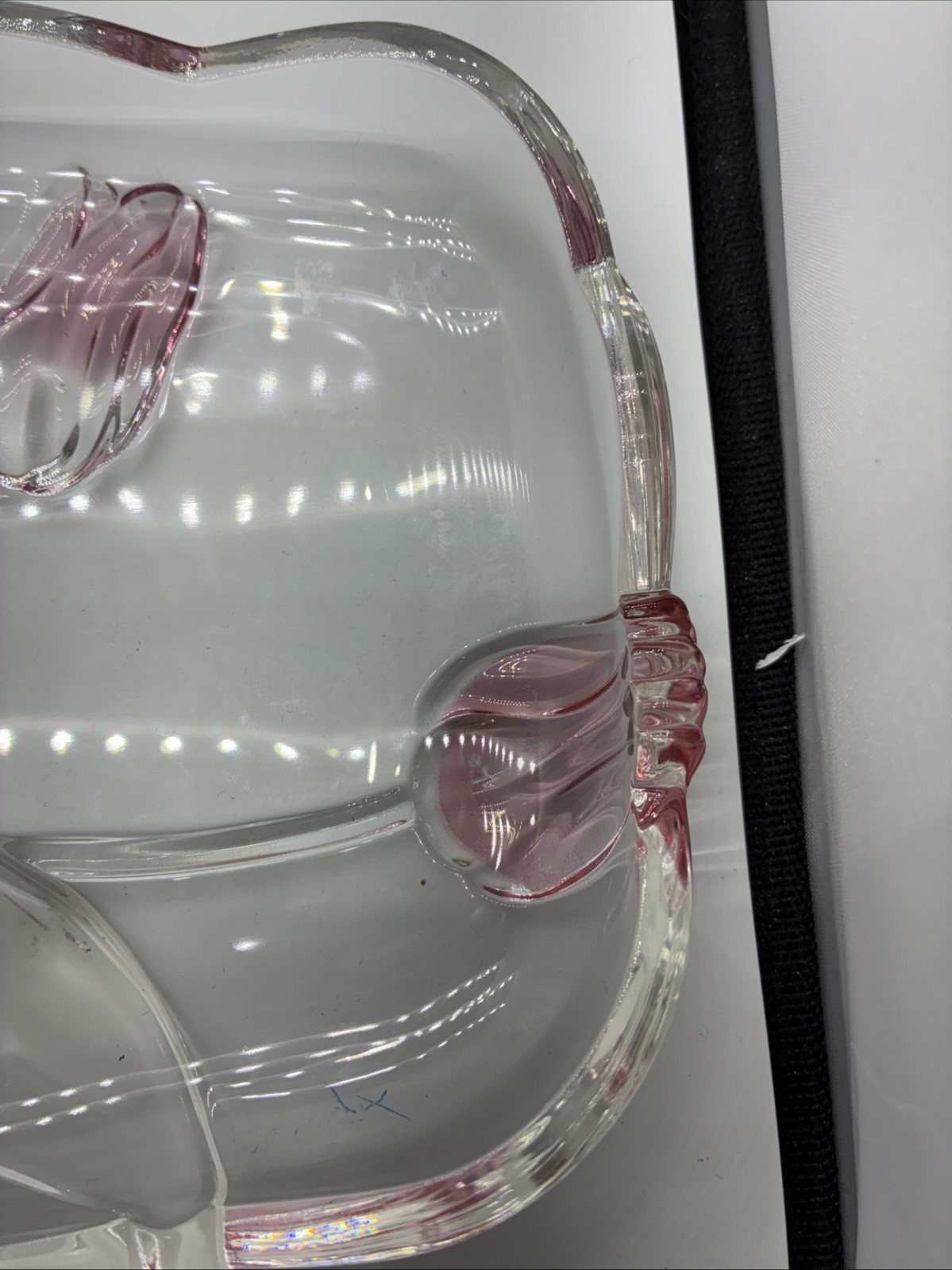Mikasa Tivoli Tulip Rectangular Glass Serving Platter 15”X7” Pink Tulips New