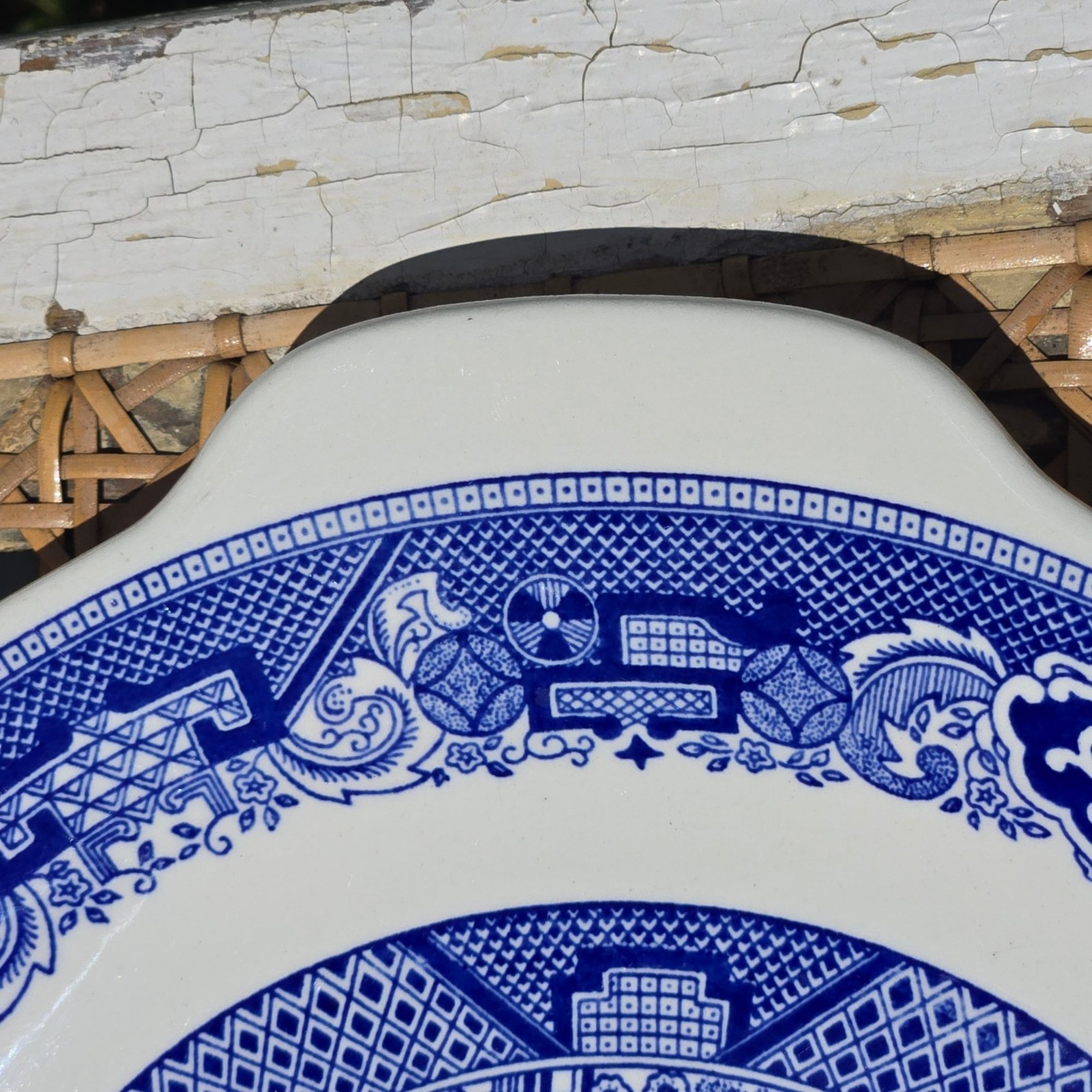Vintage Blue Willow ware Handled Cake Plate Royal China Serving Tray Platter