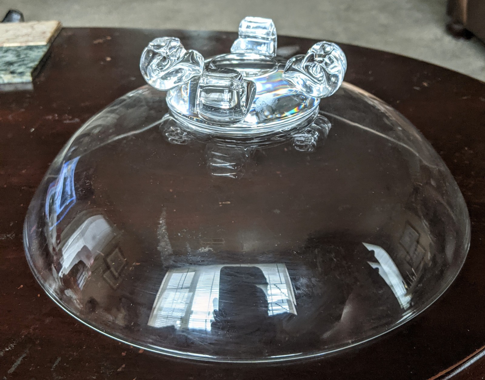 Vintage Steuben Art Glass Crystal Scroll Footed Bowl John Dreves Signed 11″