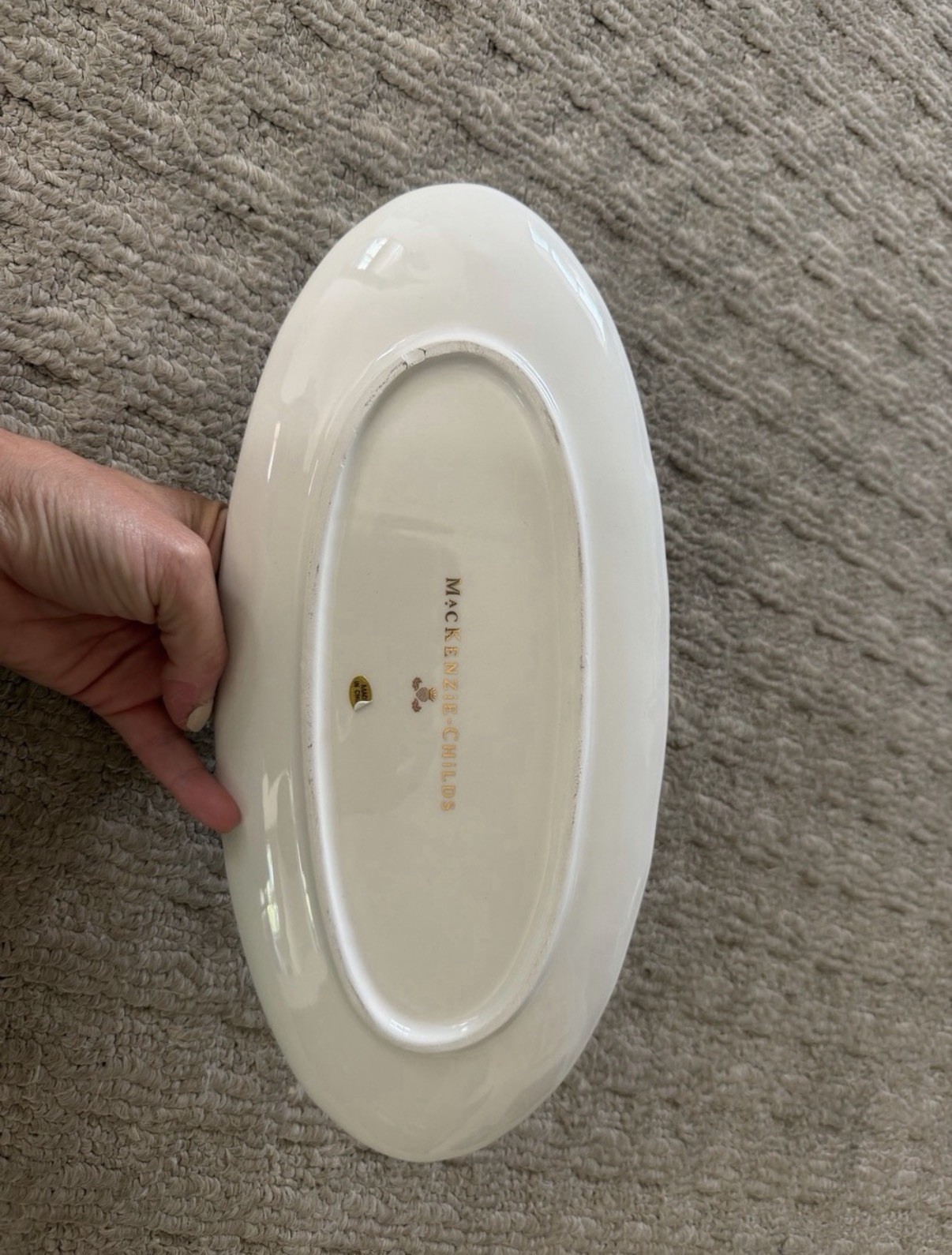 MacKenzie-Childs Wildflower Golden Bird Oval Trinket Tray