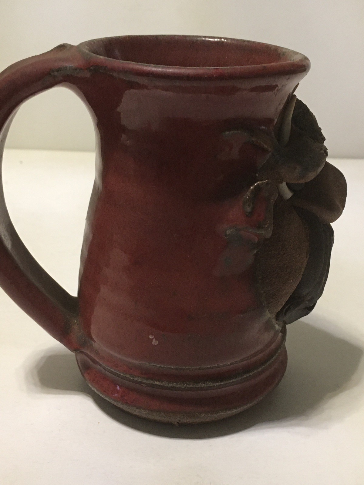 Mahon Ugly Funny Face Angry Devil Mug Signed Vtg Pottery Stoneware Moustache