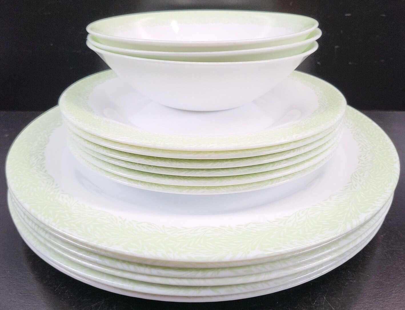 15 Pc Martha Stewart Everyday Green Leaves Plates Bowls Set MSE France Dish Lot
