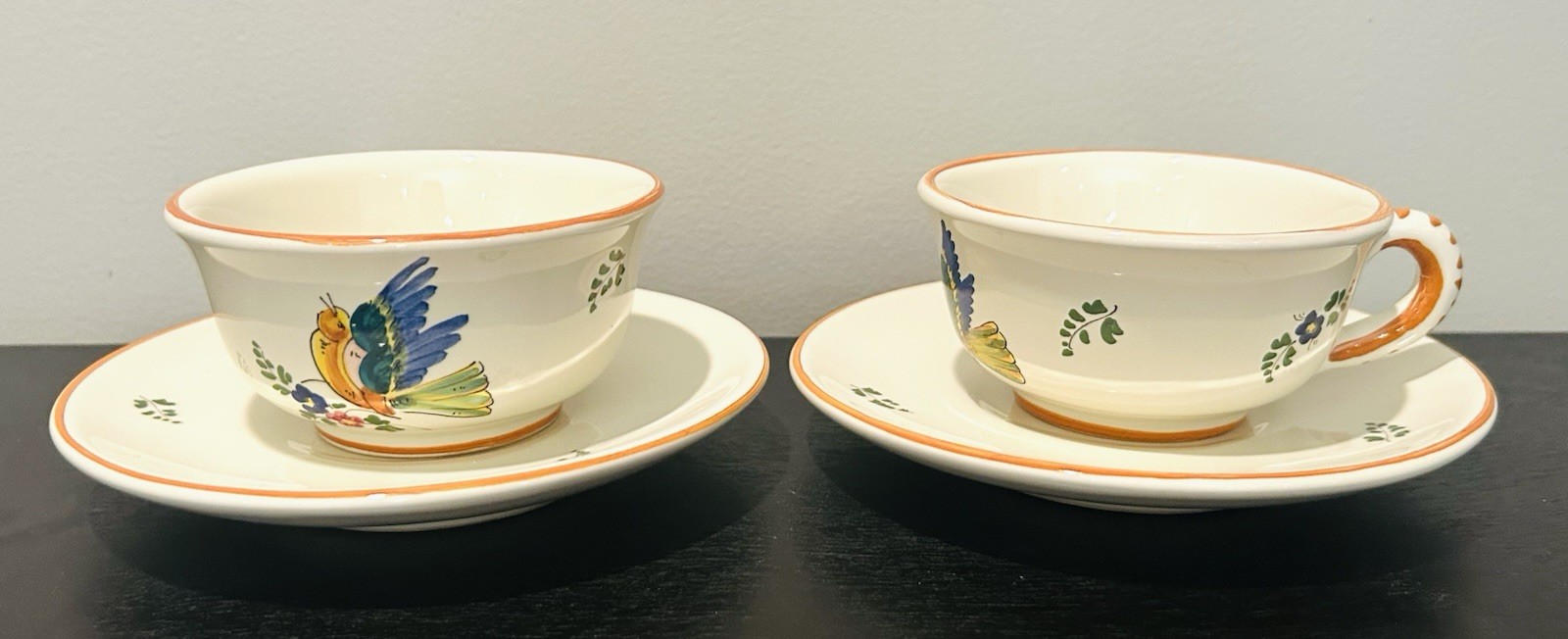 (2) Bird Of Paradise By Gialletti Pimpinelli Plat Du Jour Cup/Saucer ITALY