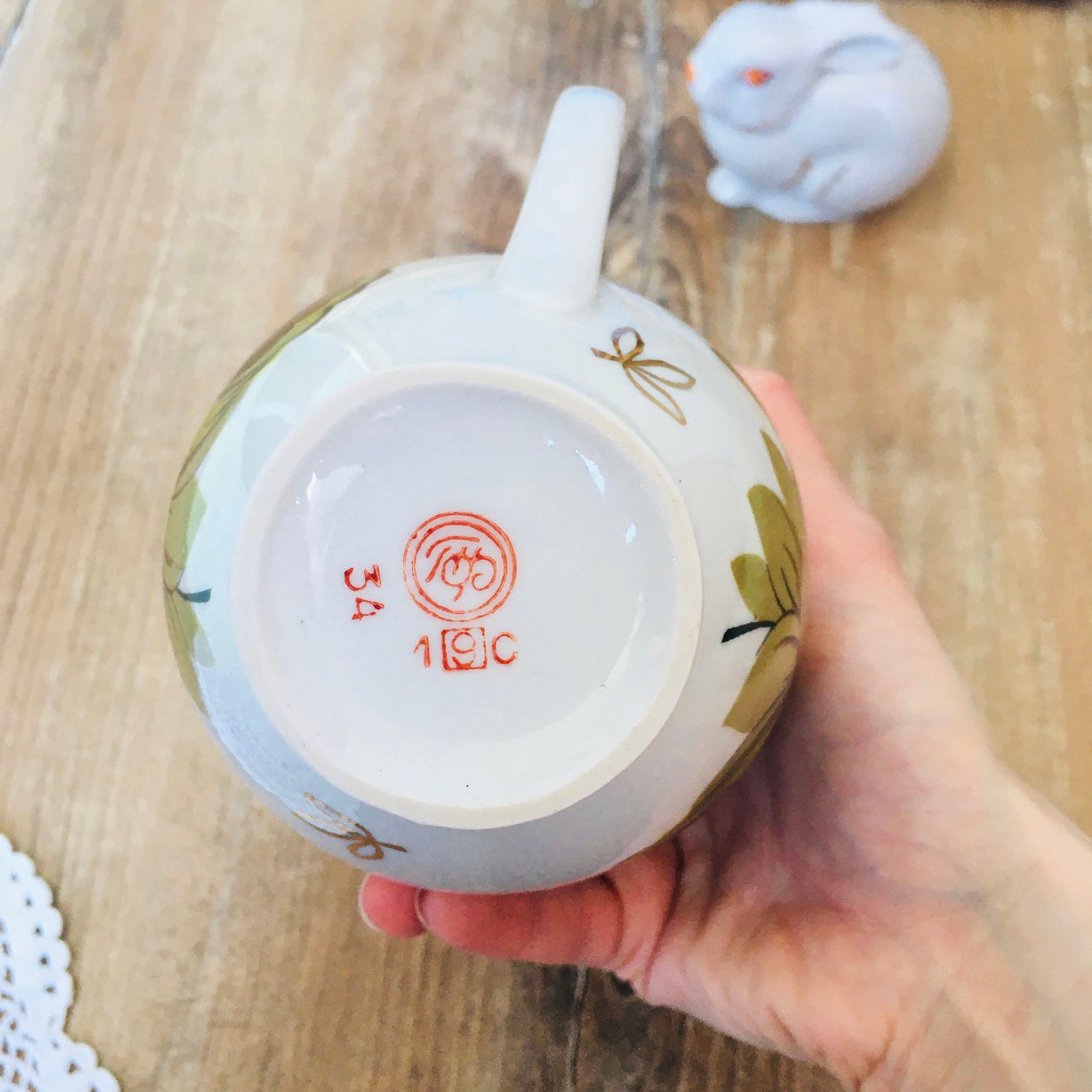 Vintage USSR Porcelain Creamer, Soviet Floral Milk Jug Cottagecore Kitchen Decor