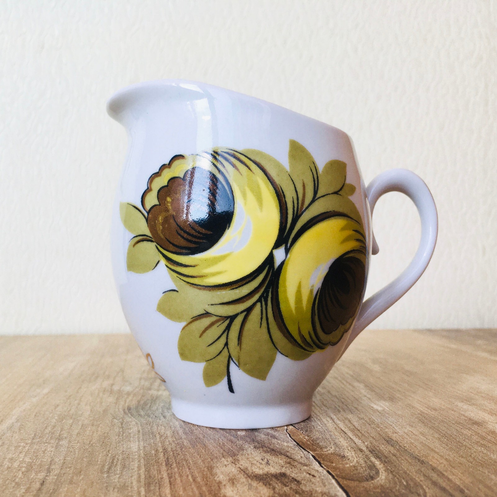 Vintage USSR Porcelain Creamer, Soviet Floral Milk Jug Cottagecore Kitchen Decor