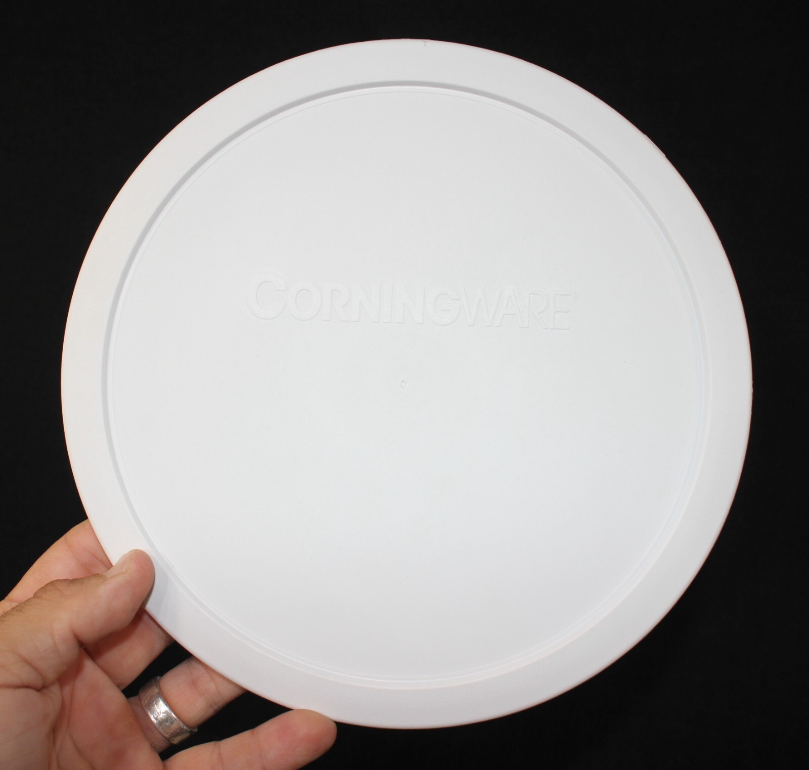 Corning Ware F-1-PC 7403-PC White Plastic Round Replacement Snap Lid 9″ guc!