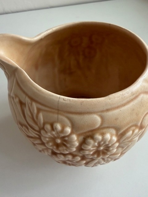 Arthur Wood Victory 30 Made In England Art Deco Pitcher Jug Beige Floral Vintage