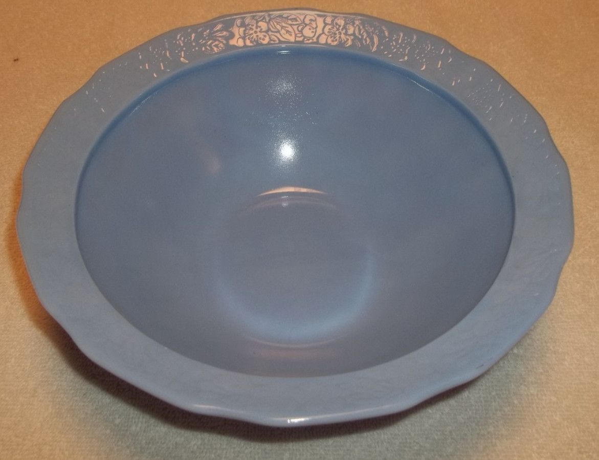 Vintage 8 1/2″ Large Fruit Bowl Cherry Blossom Delphite by Jeannette