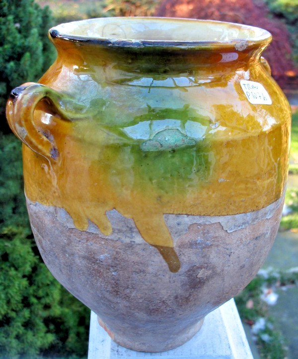 FRENCH ANTIQUE POTTERY EARTHENWARE CONFIT GLAZED VESSEL STONEWARE CERAMIC JUG