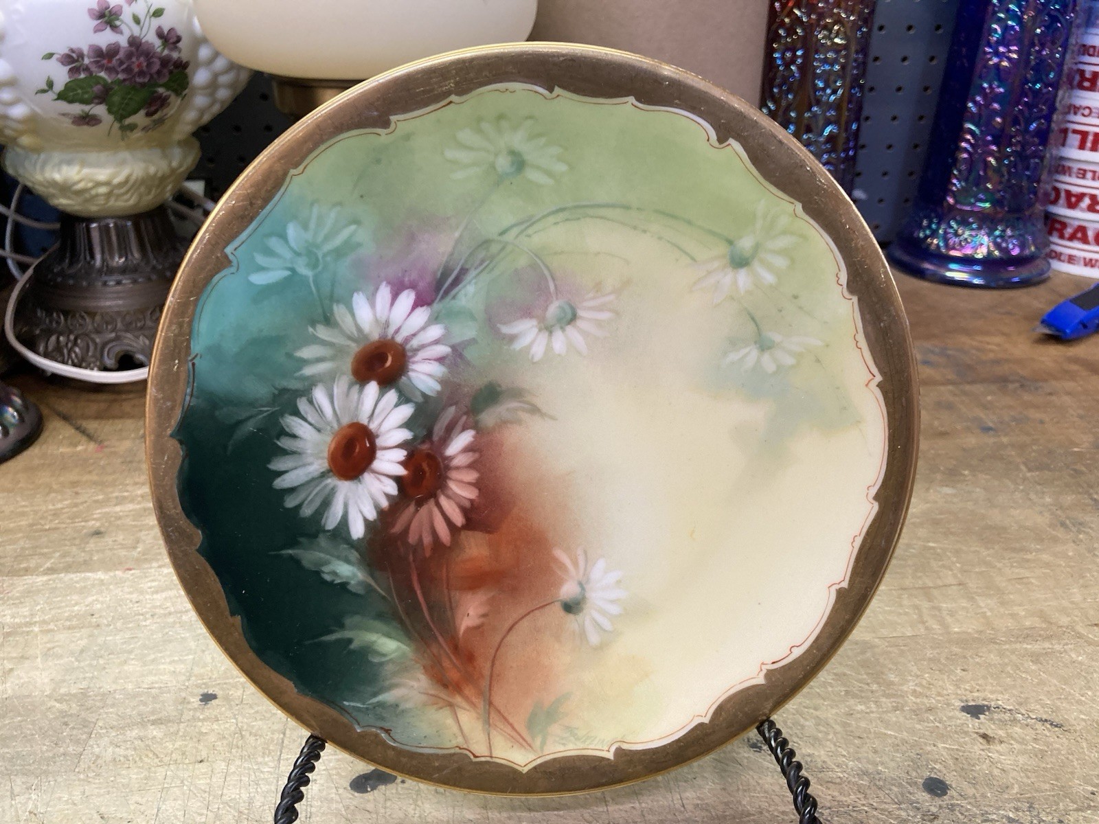 Antique Hand Painted Signed J P Limoges / Pickard China Plate / Dasies