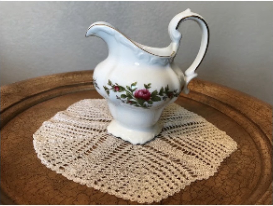 Porcelain Floral Dinner Set White Pink Green Plates Cups Bowls Gravy Boat