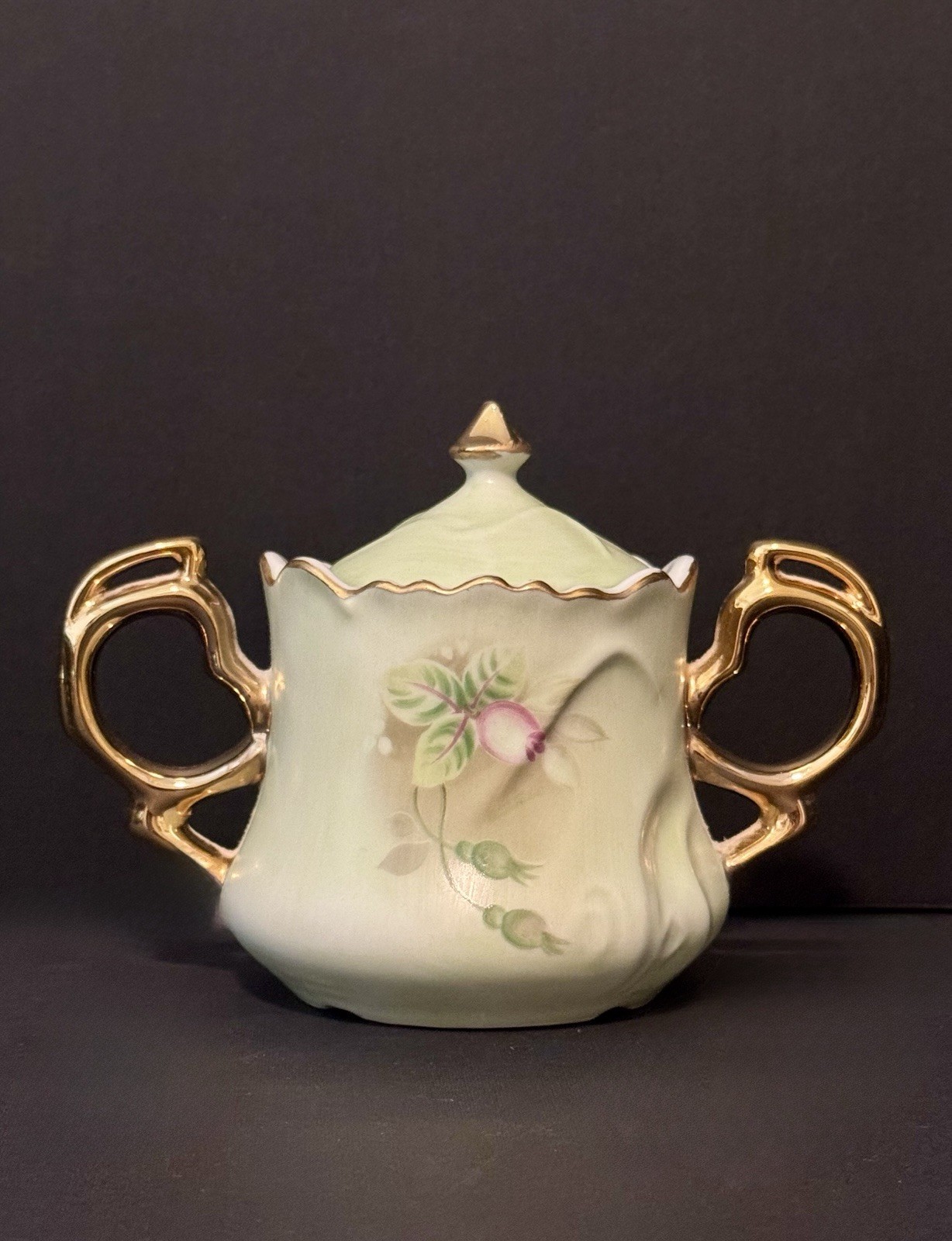 Vintage Lefton China Rose Tea Set 4 Pc Teapot Creamer Sugar Cup Hand Painted