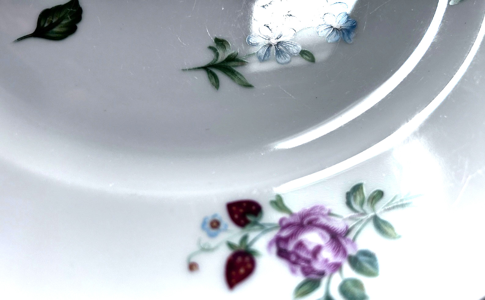 HEINRICH H & C Selb Bavaria HC205 DINNER PLATE ROSE/STRAWBERRY 10 1/8″ MINT