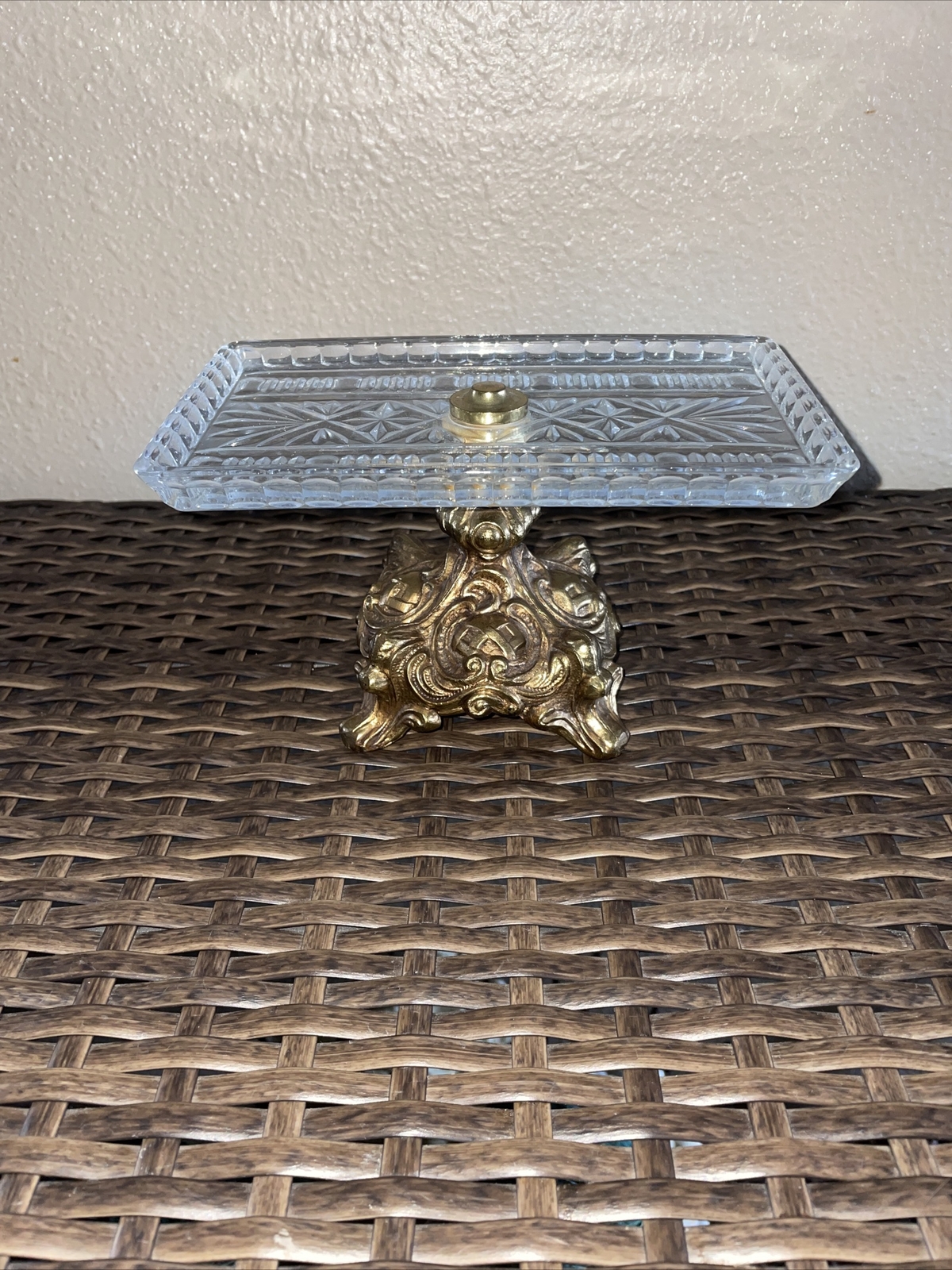 Cut Glass Crystal Burst Pattern Candy Nut, Butters Pedestal ￼Server Dish Tray