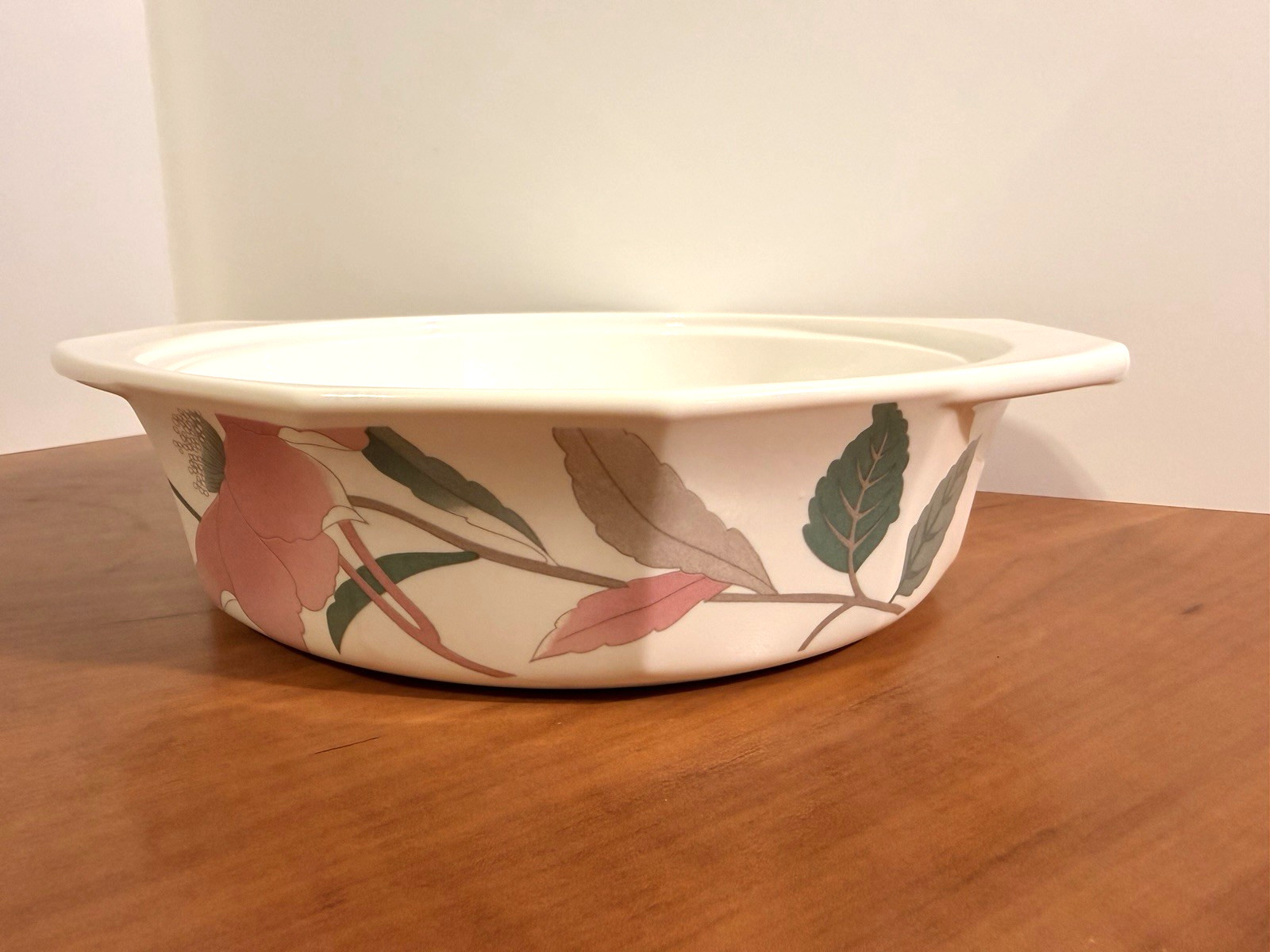 MIKSA SILK FLOWERS 8 inch x 7 inch FIRE & ICE COVERED DISH No Lid JAPAN