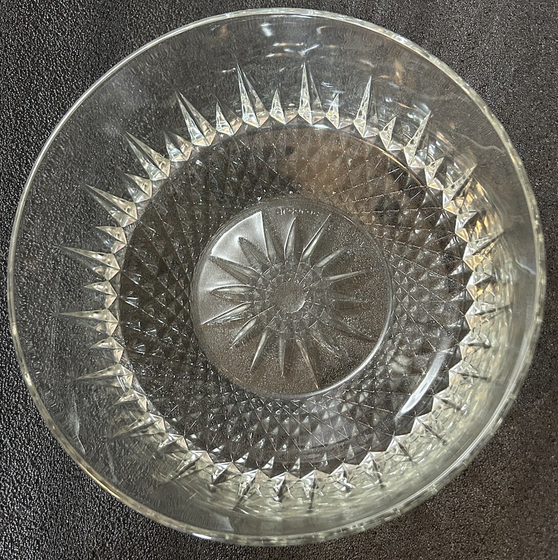 ARCOROC USA 9in Cut Glass Serving Bowl Starburst Pattern Made in USA Vintage