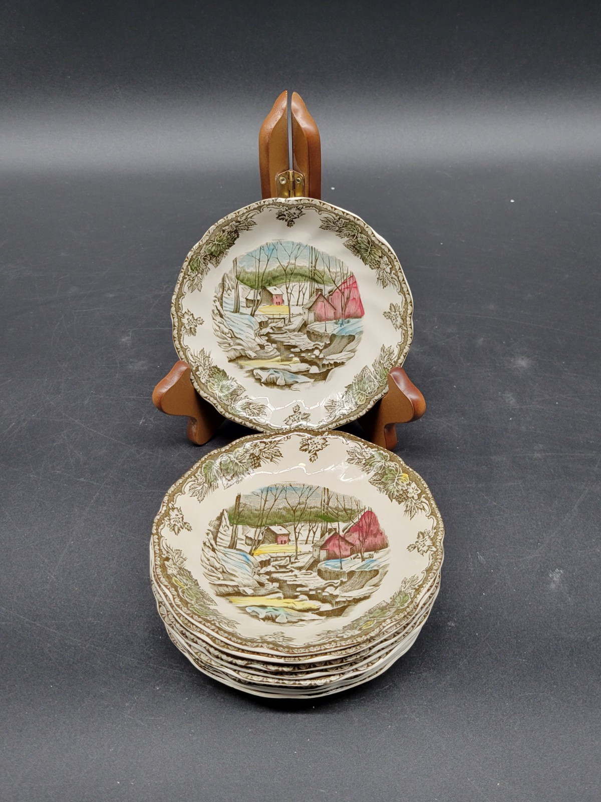 Johnson Bros The Friendly Village “The Ice House” Saucers 5 1/2 Inches England