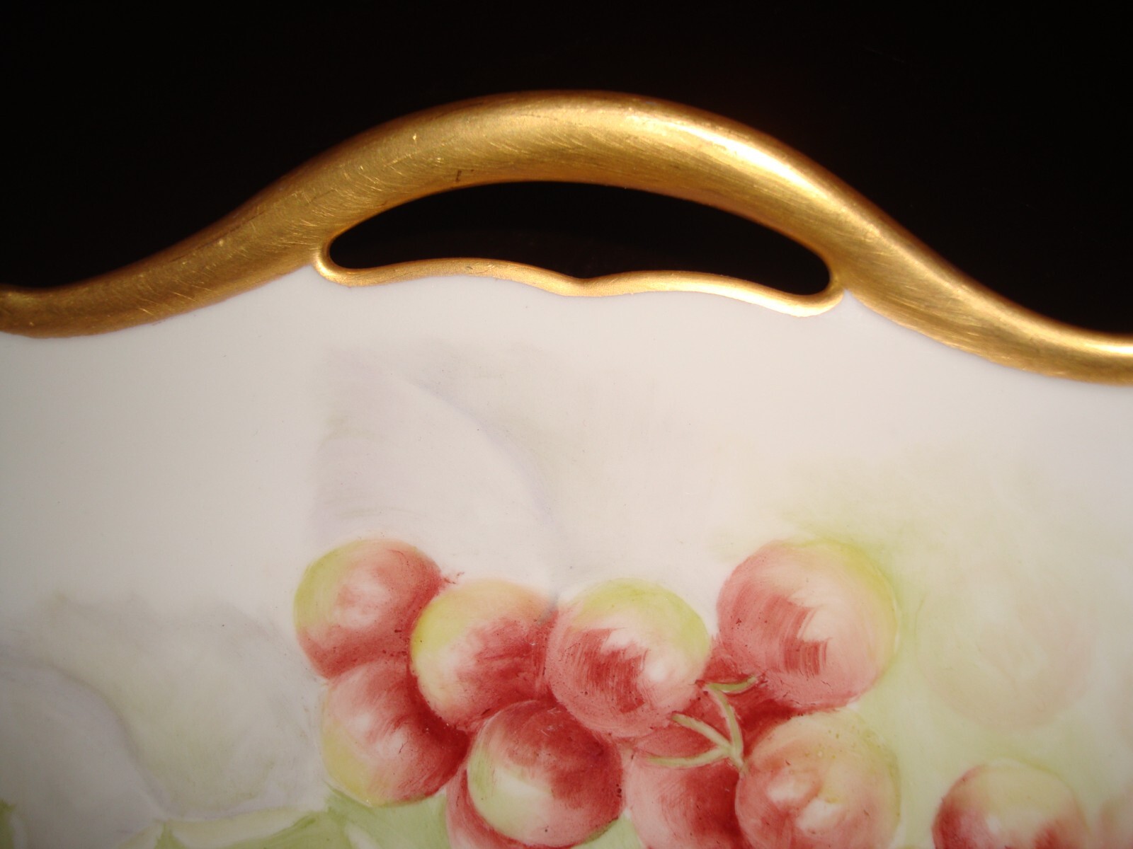 ANTIQUE LIMOGES FRANCE HAND PAINTED CAKE PLATE, TRAY, GRAPES, 10″