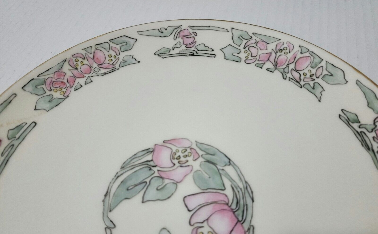 Antique Haviland Limoges France Plate Wild Roses Hand Painted Signed Carmichael