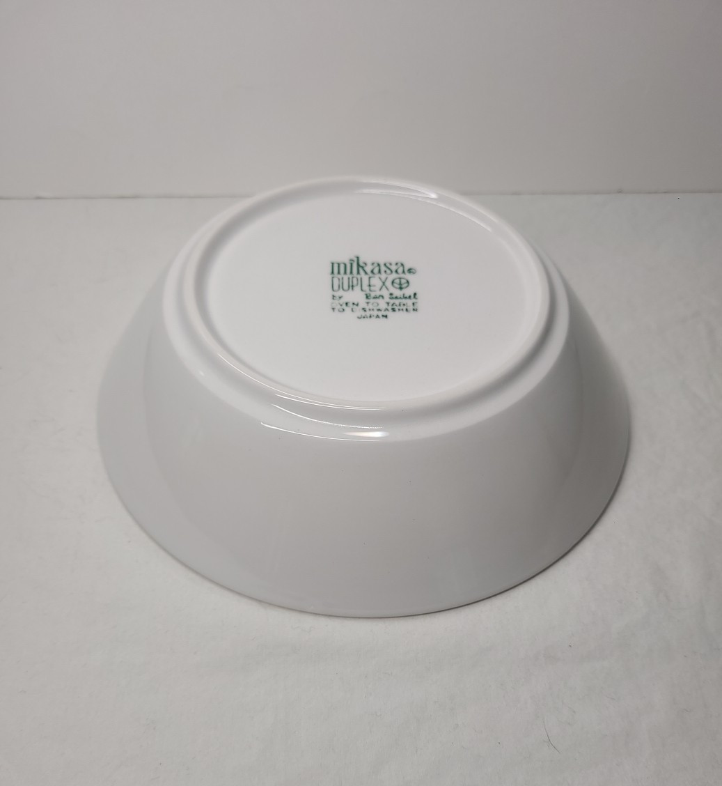 Mikasa Duplex/Brunch Ben Siebel Coupe Cereal Bowl White Brown 6 1/2″ MCM VTG
