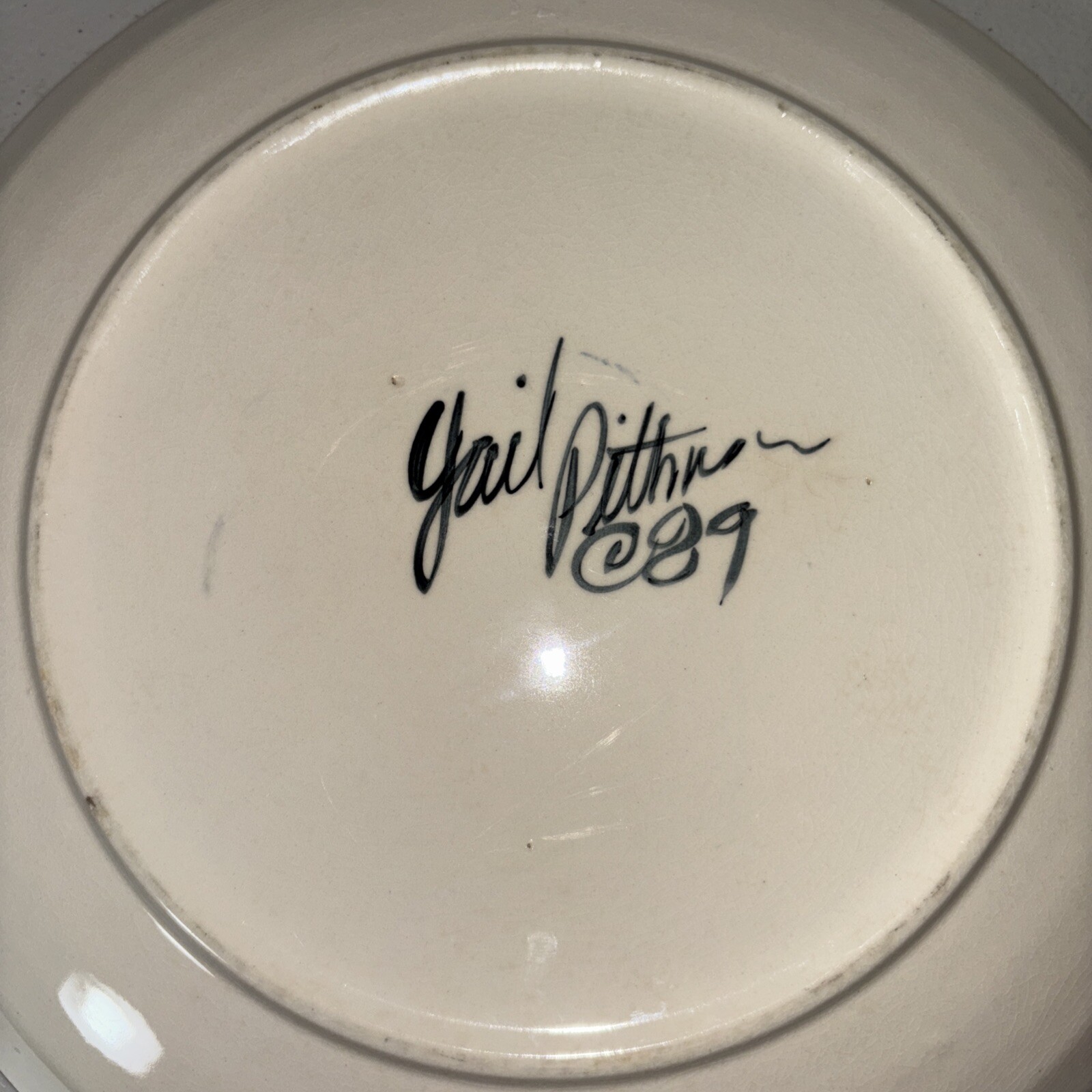 Gail Pittman Maypop 11” Dinner Plate 1989 signed-4- has Crazing See Picture