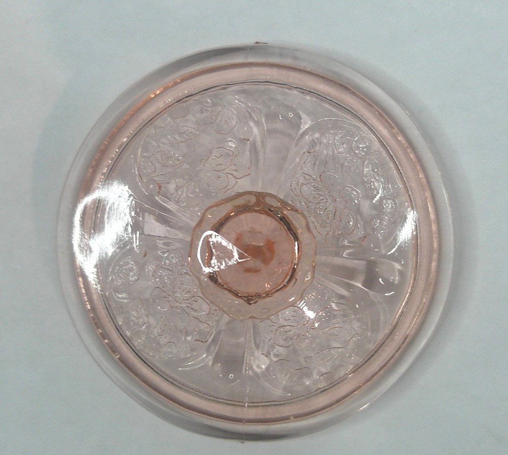 Jeannette Glass Co, Cherry Blossom, Pink, Sugar Cover, USA, c 1930s, ExCd